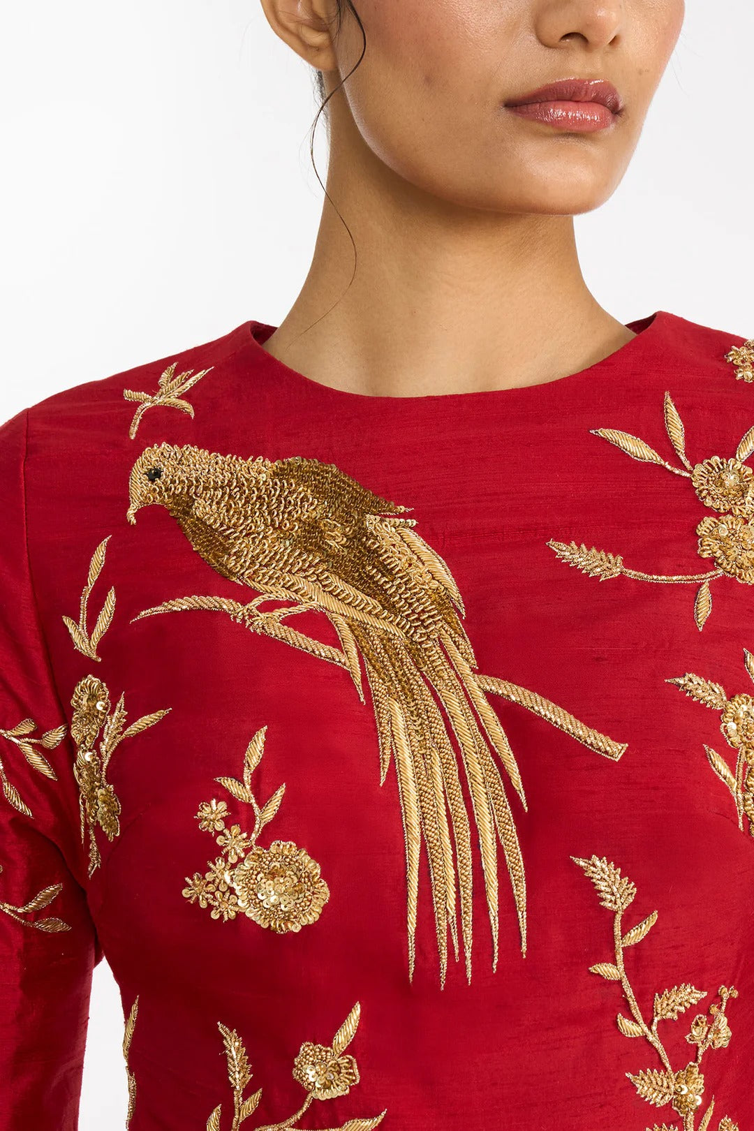 Red Chinoiserie Lehenga Set