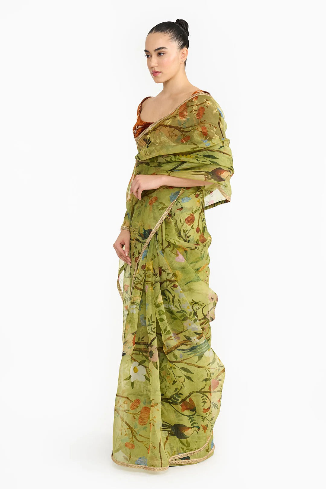 Green Chinoiserie Saree Set