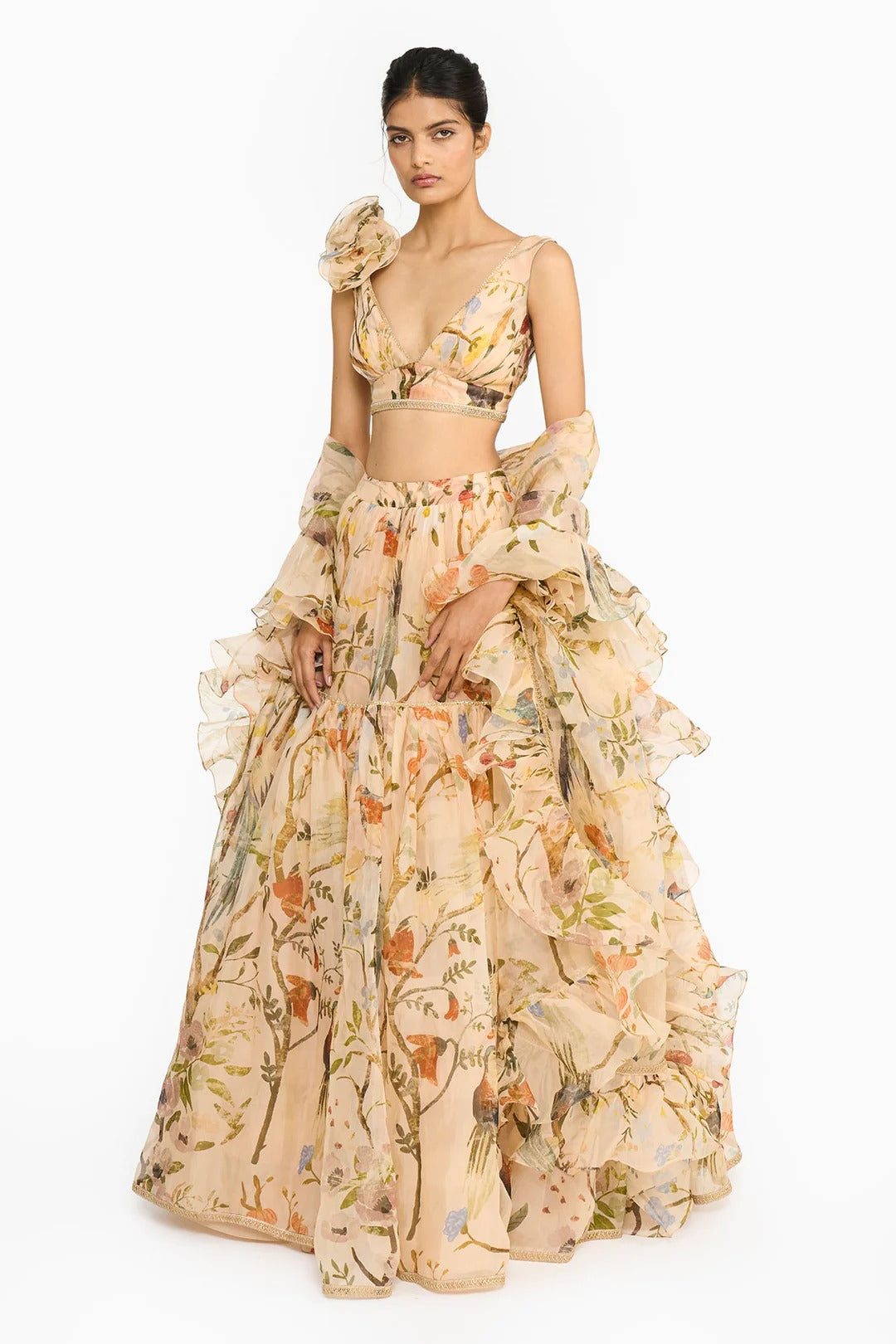 Peach Chinoiserie Lehenga Set