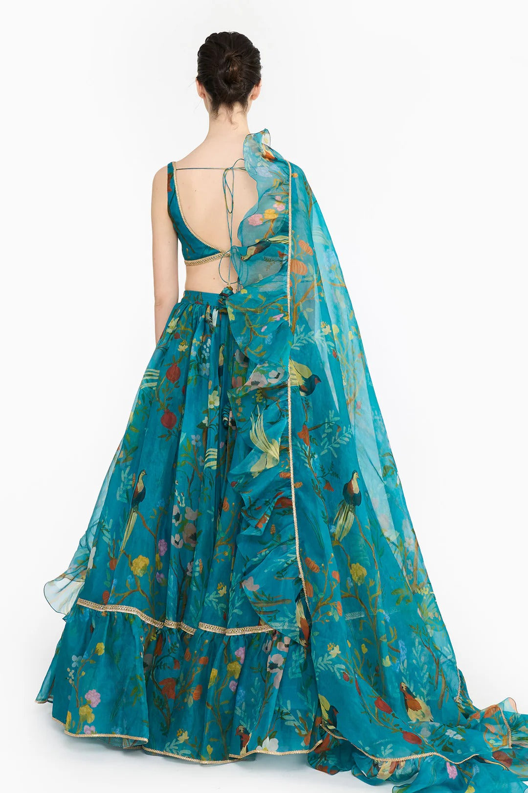 Turquoise Chinoiserie Lehenga Set
