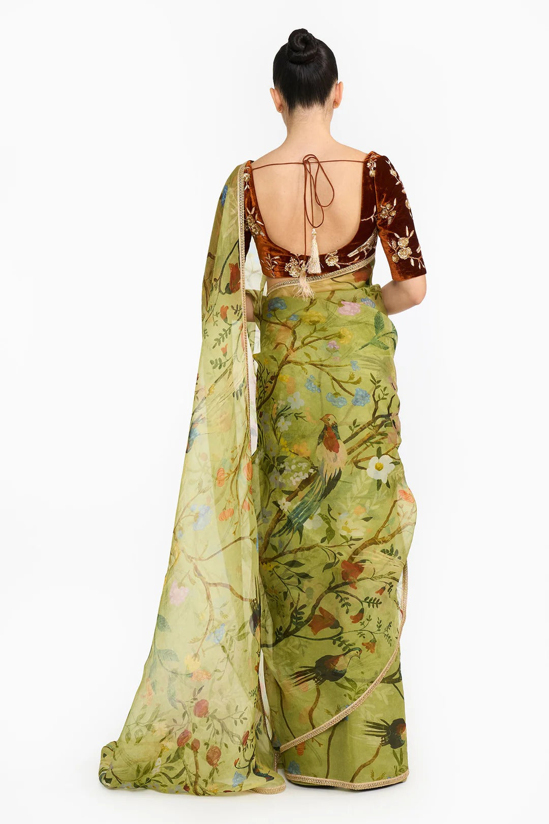 Green Chinoiserie Saree Set
