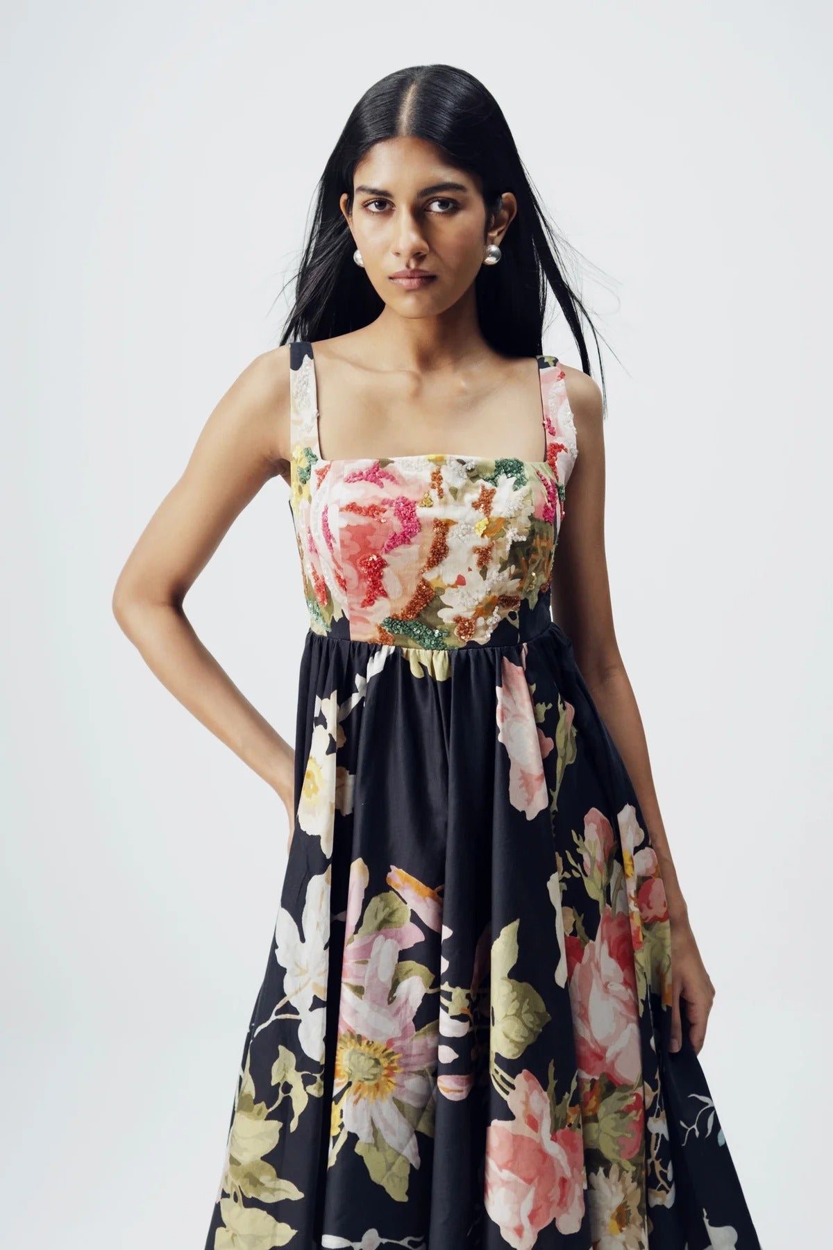 Carmine Embroidered Dress