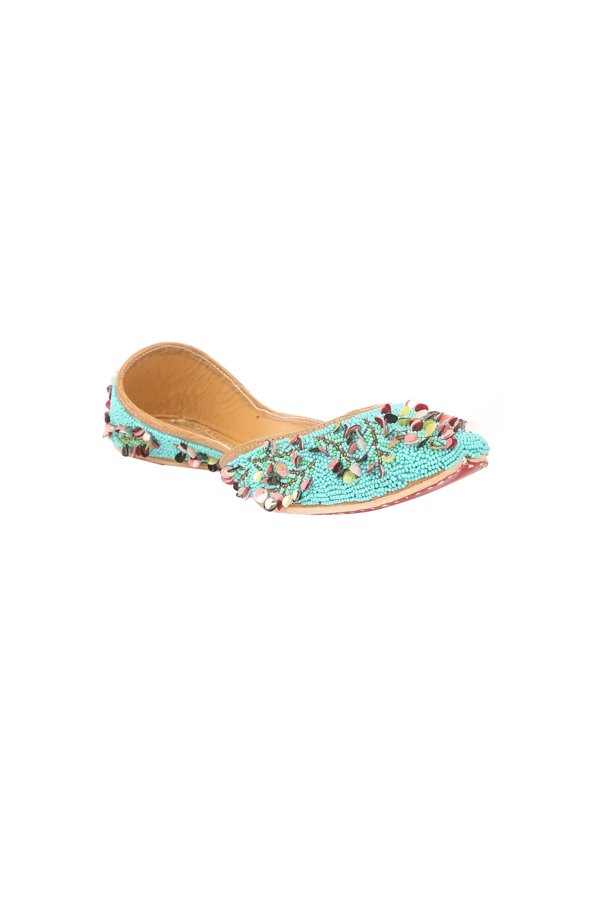 Turquoise jutti with sequins