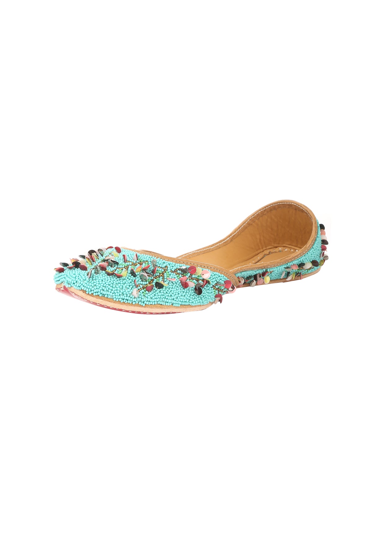 Turquoise jutti with sequins