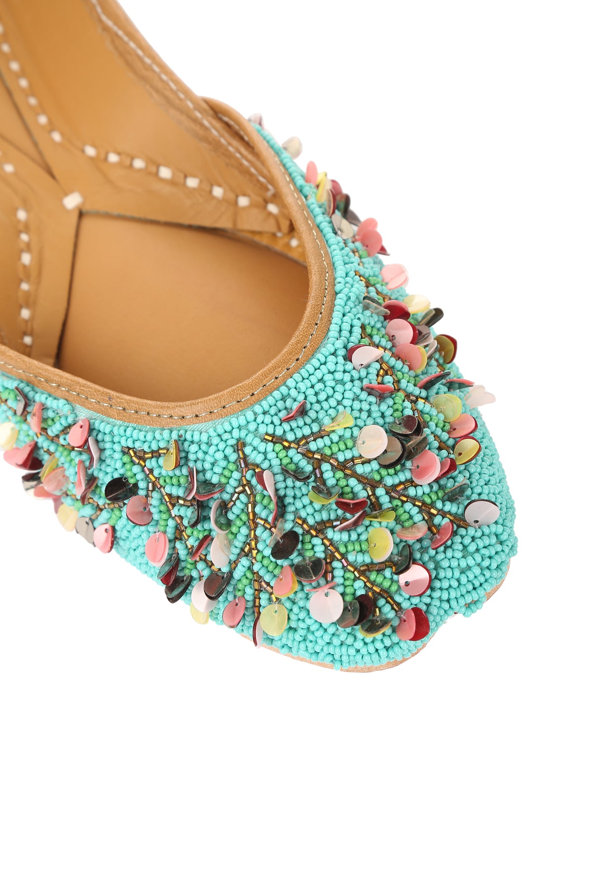 Turquoise jutti with sequins