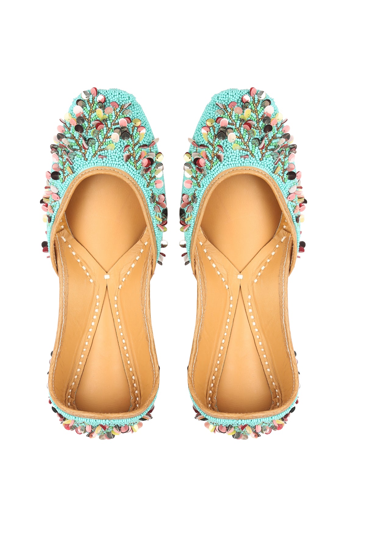 Turquoise jutti with sequins