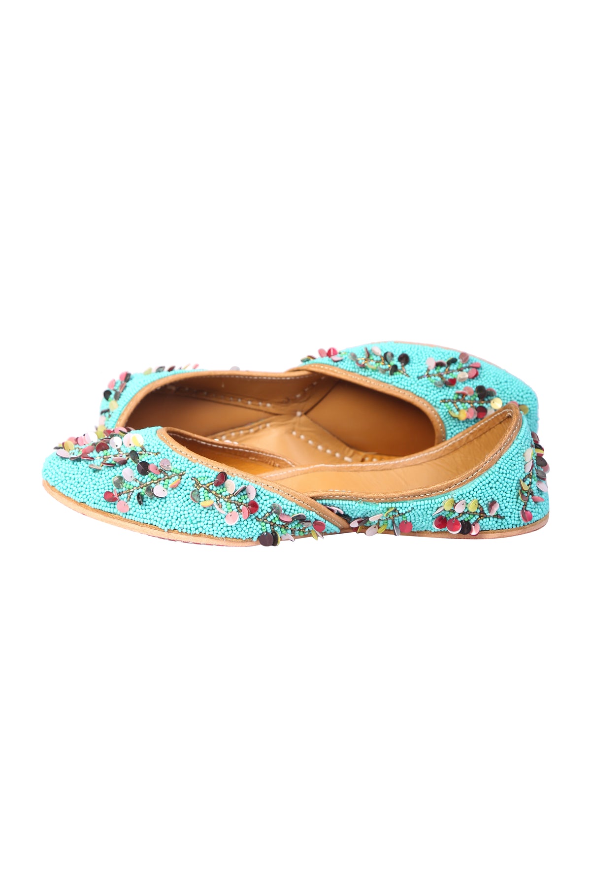 Turquoise jutti with sequins