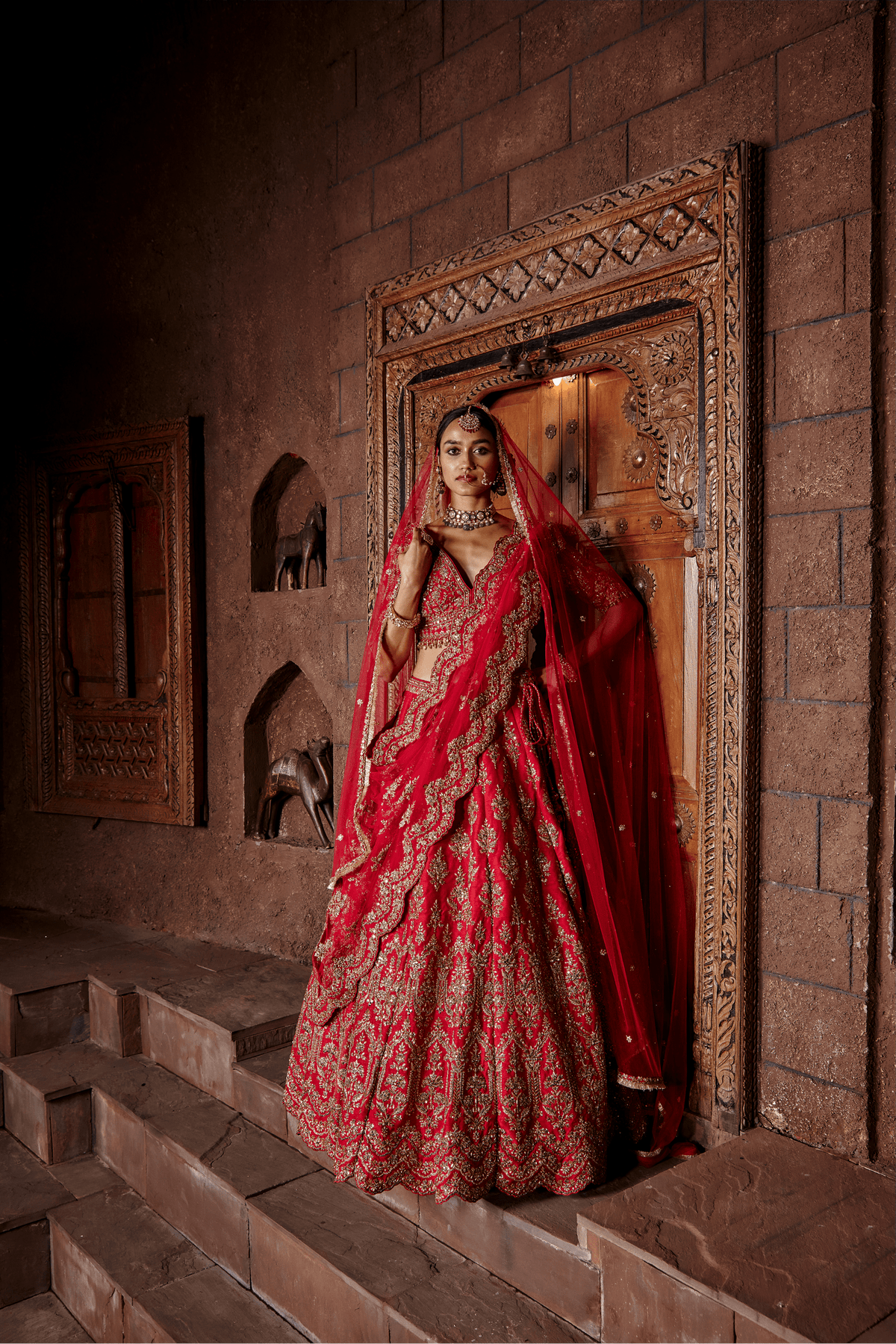Cardinal Red Lehenga Set