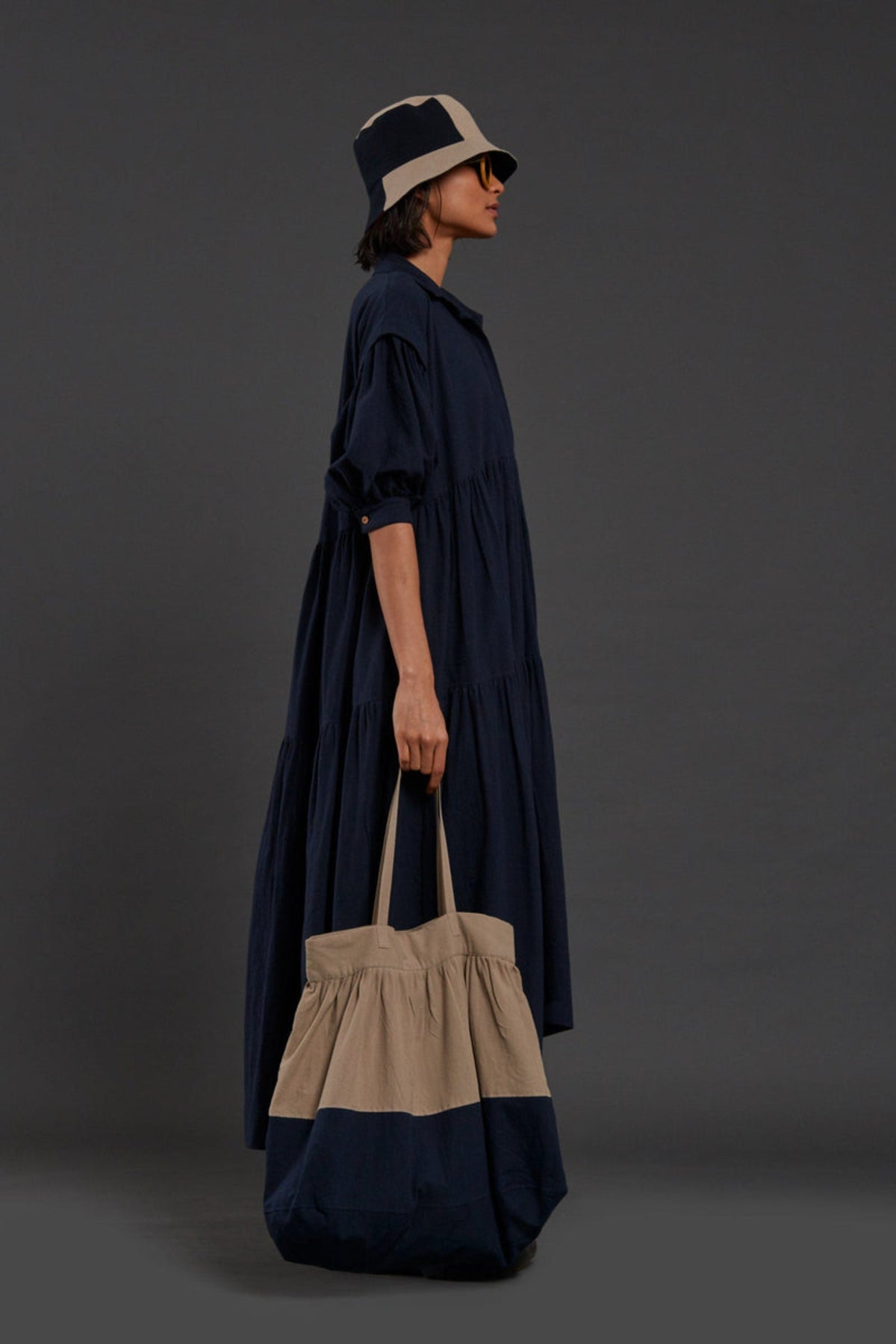 Blue Tiered Shirt Dress