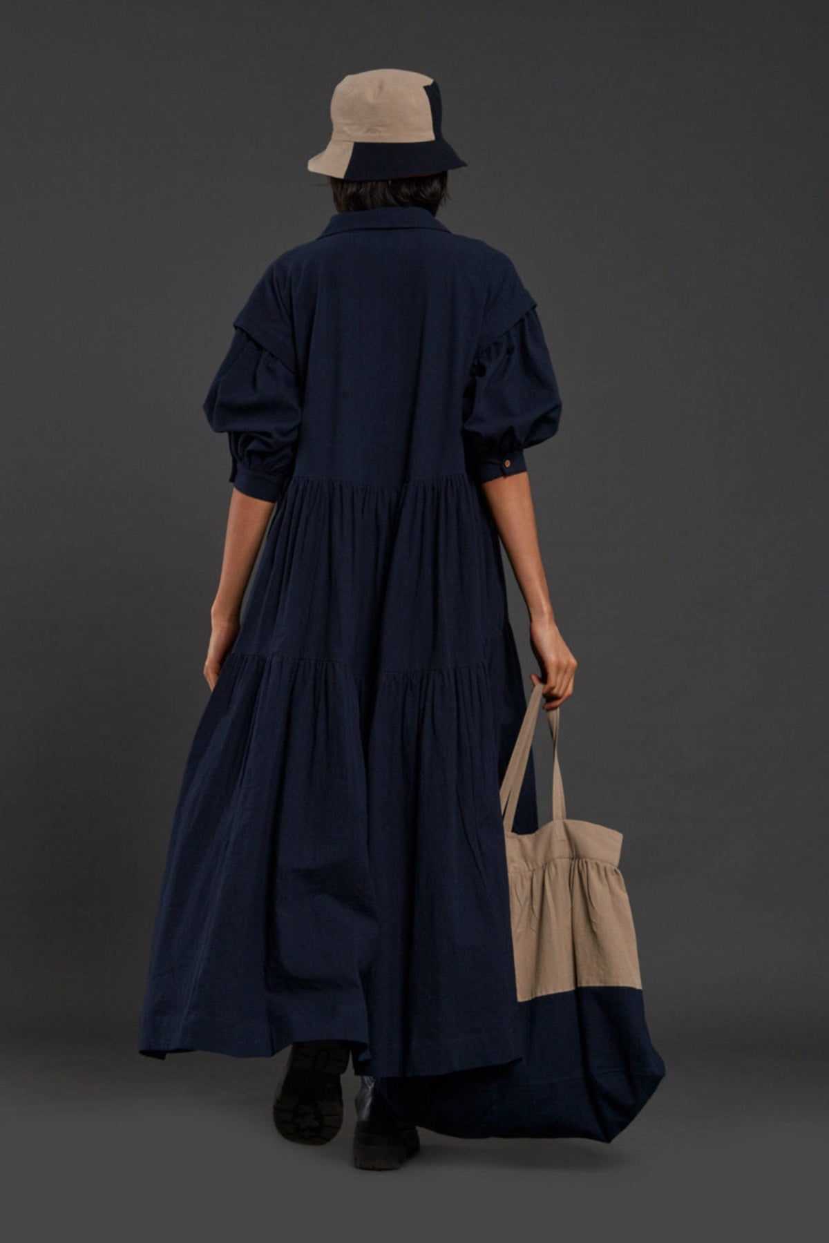 Blue Tiered Shirt Dress
