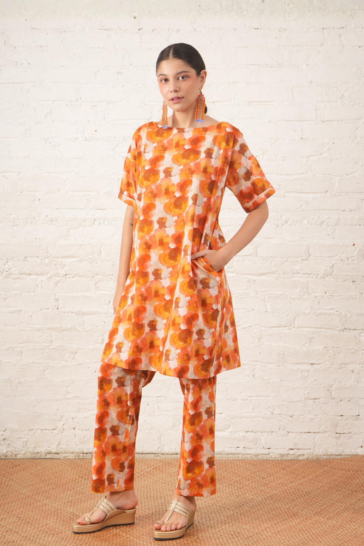 Rust Floral Tunic Set