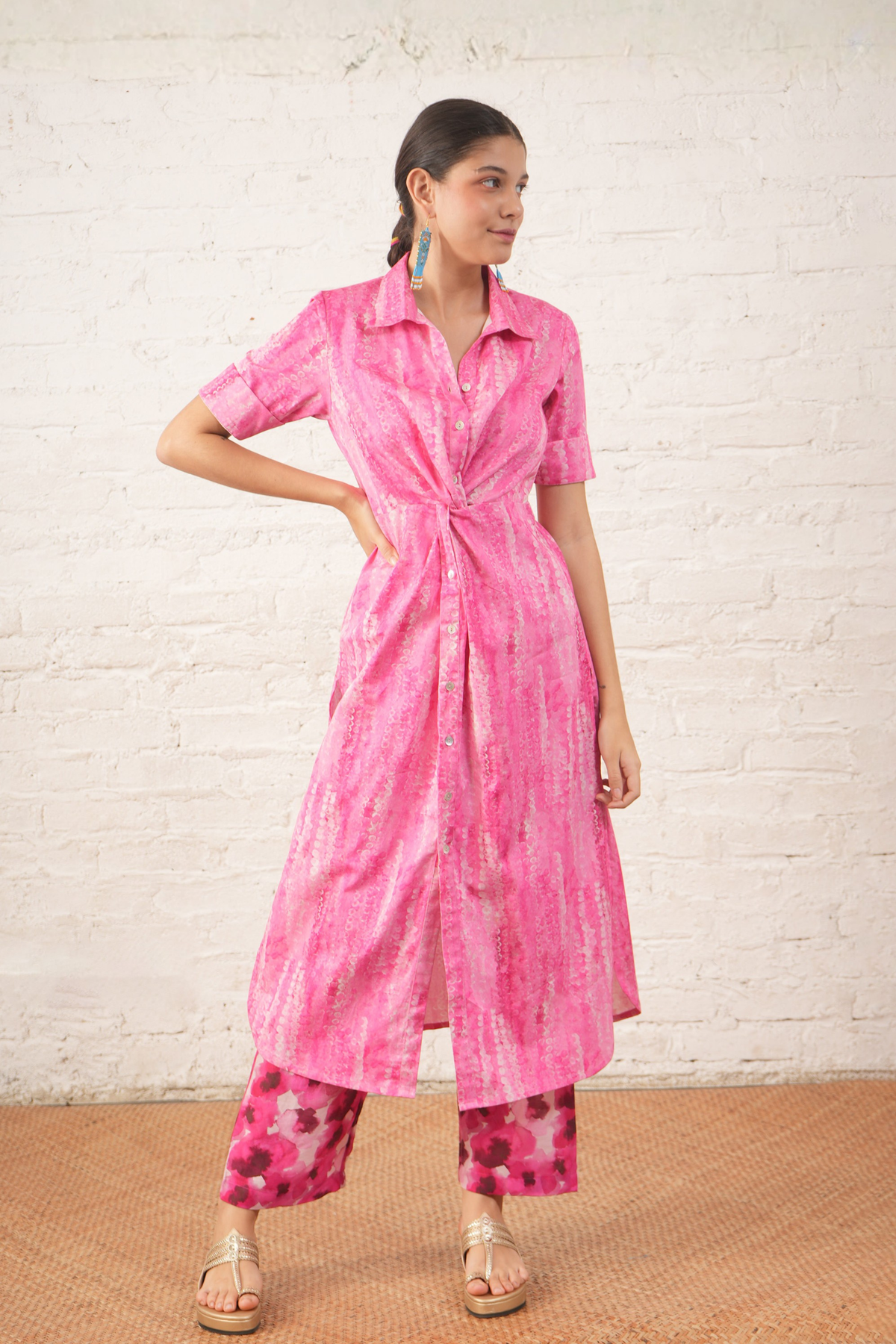 Pink Printed Tunic Set