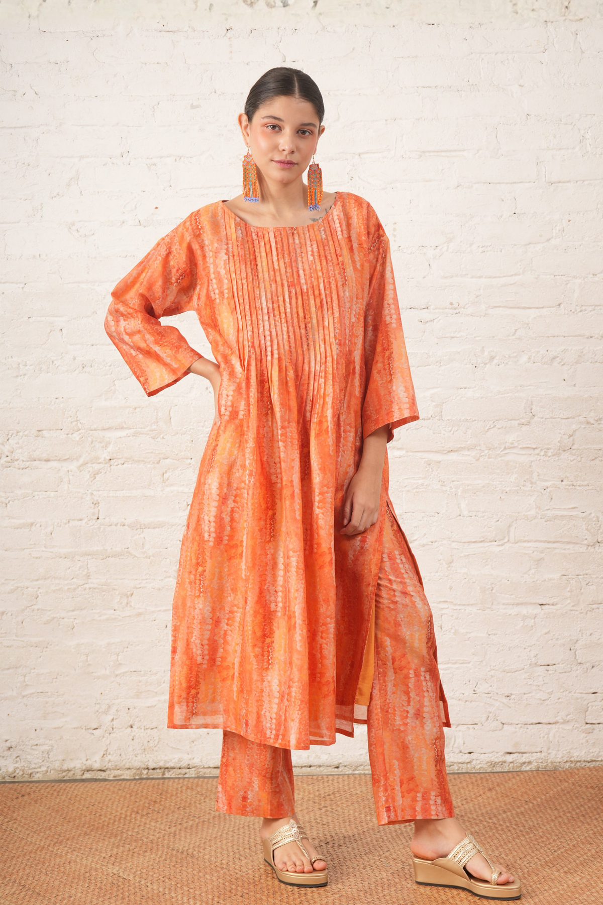 Peach Silk Tunic Set