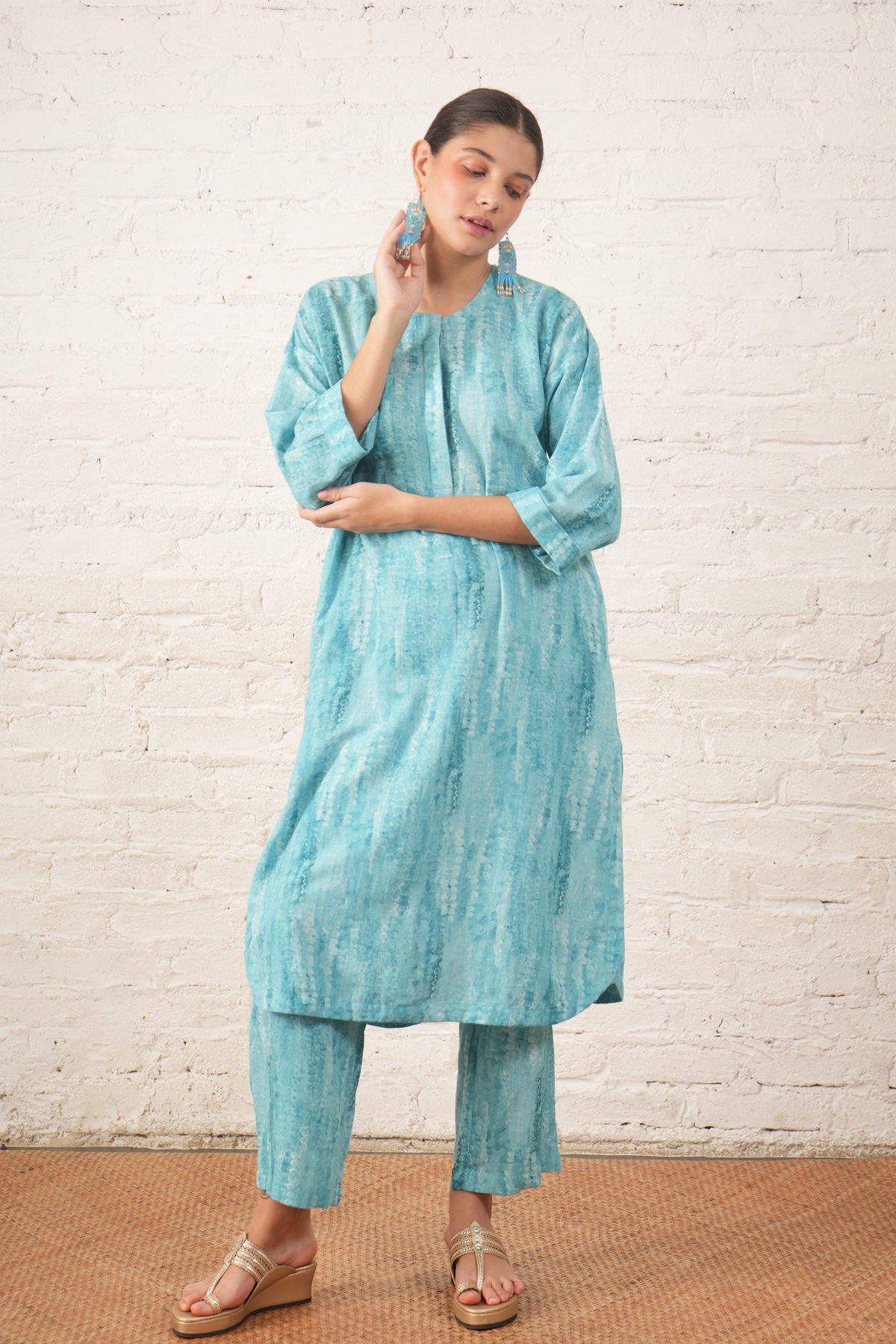 Aqua Printed Tunic Set