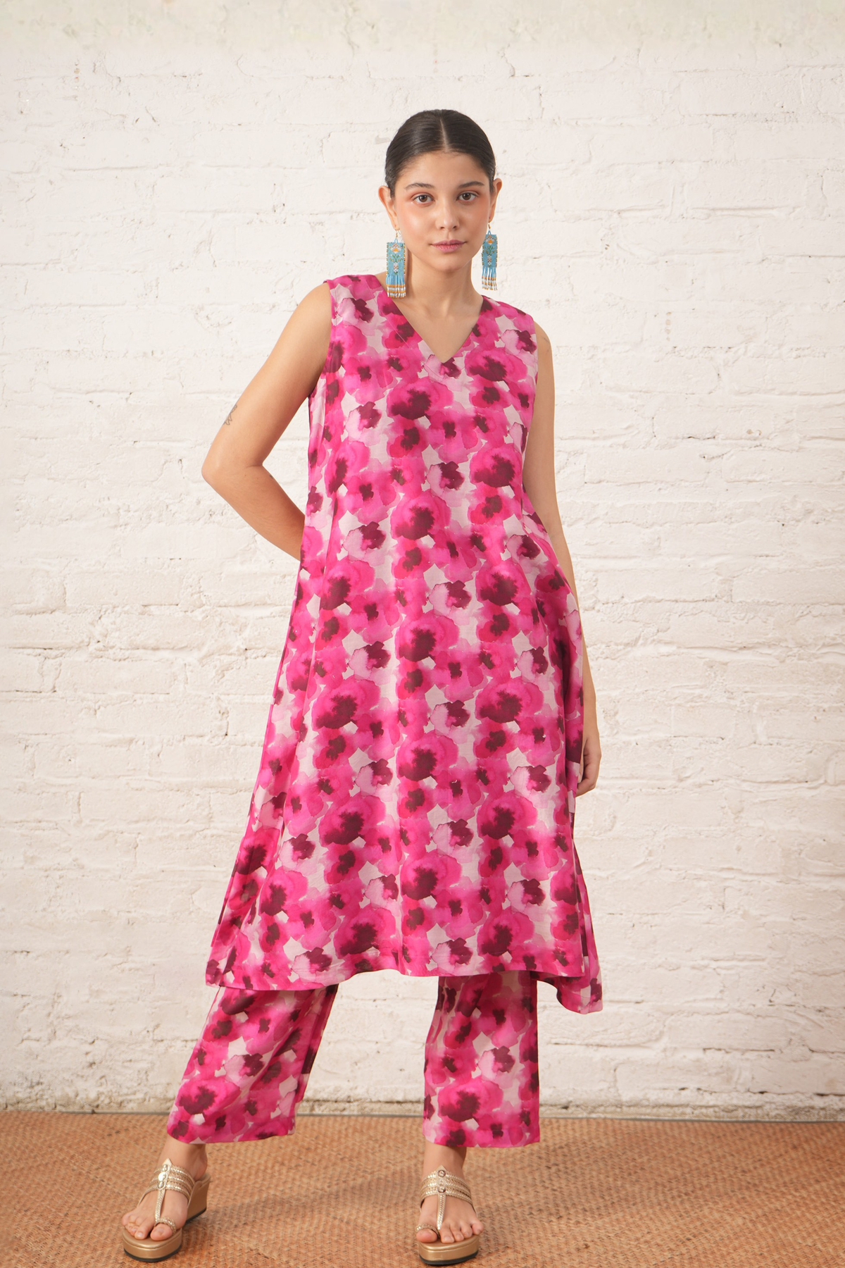 Pink Floral Tunic Set