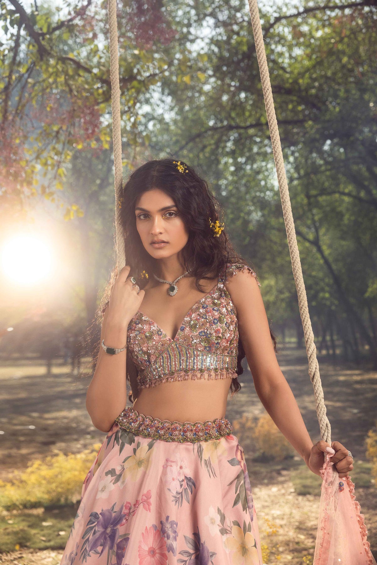 Pink Floral Printed Lehenga set