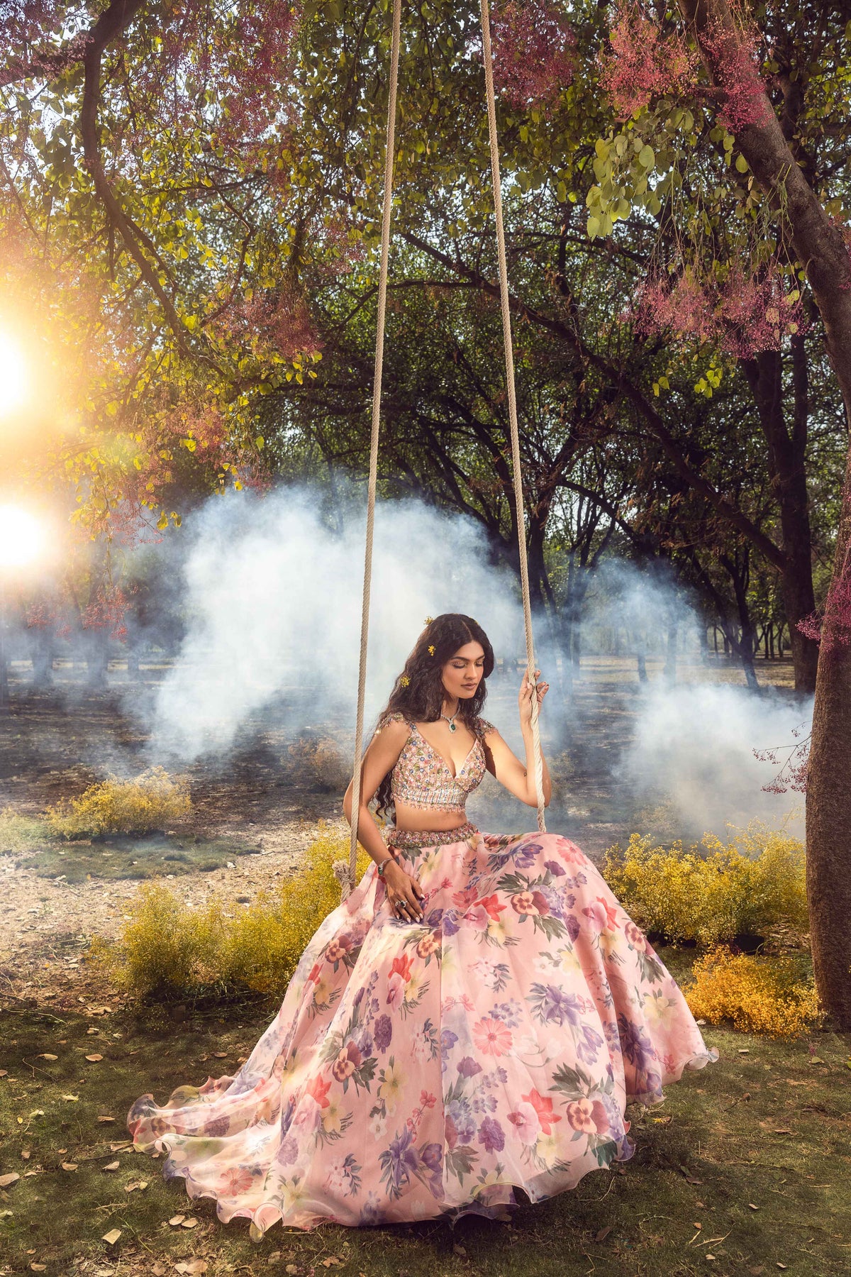 Pink Floral Printed Lehenga set