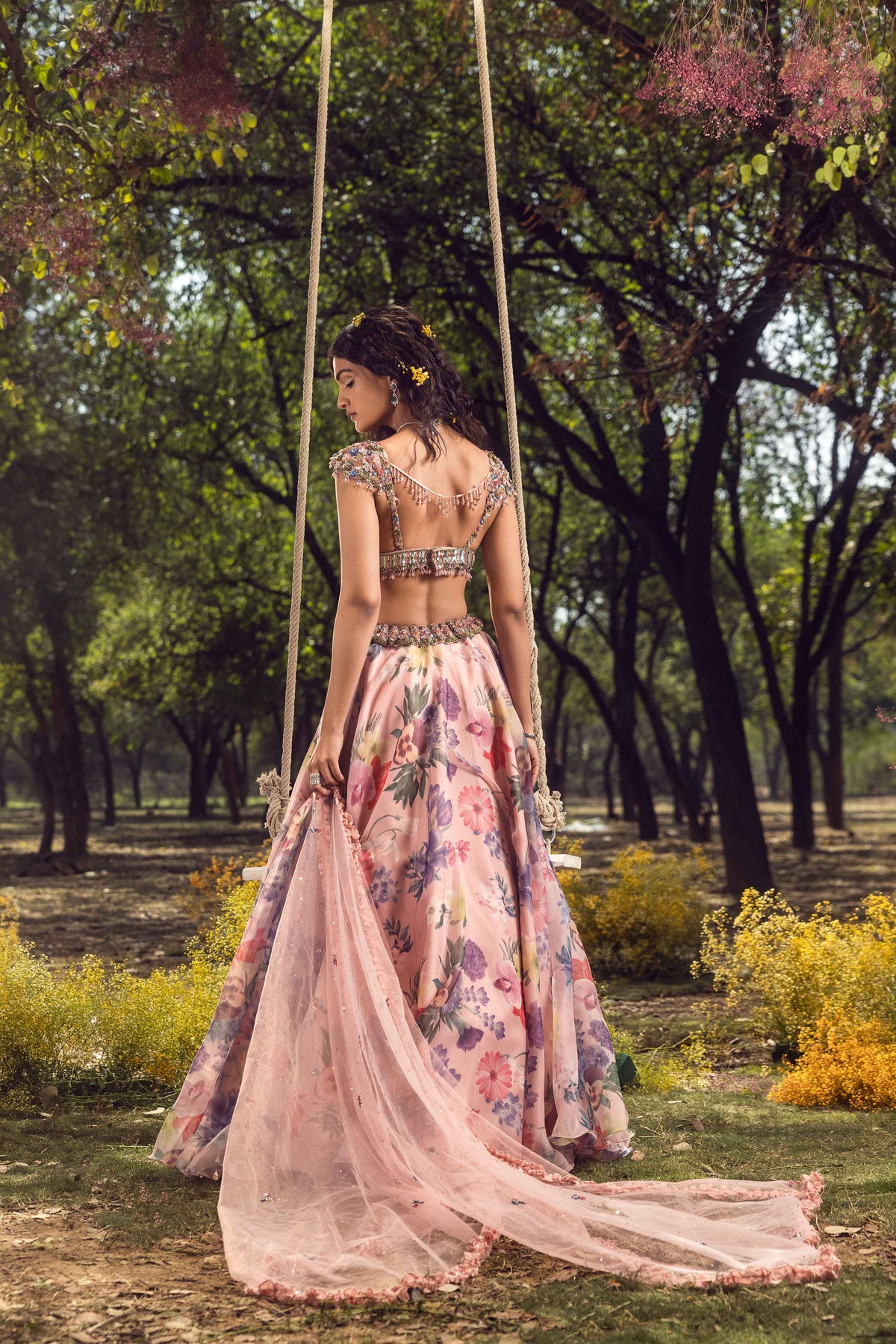 Pink Floral Printed Lehenga set