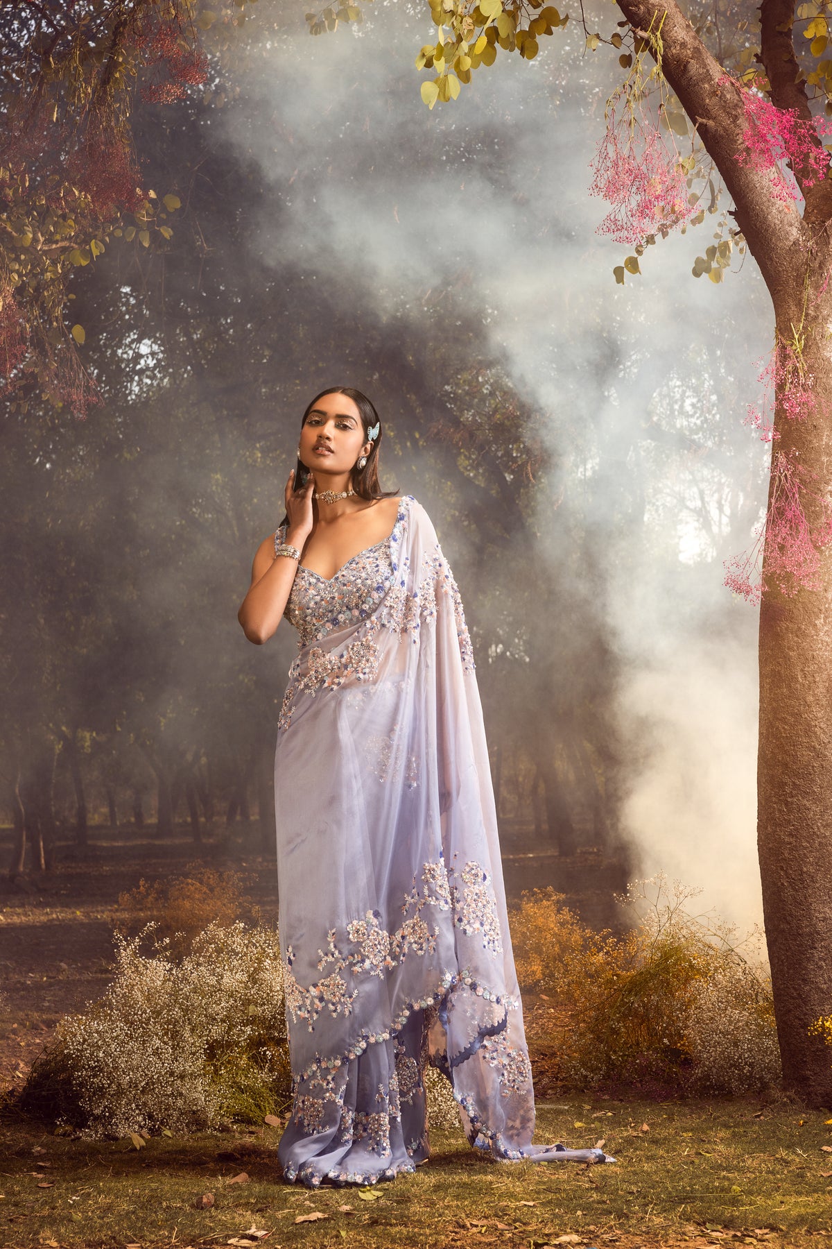 Ink Blue Ombre Saree