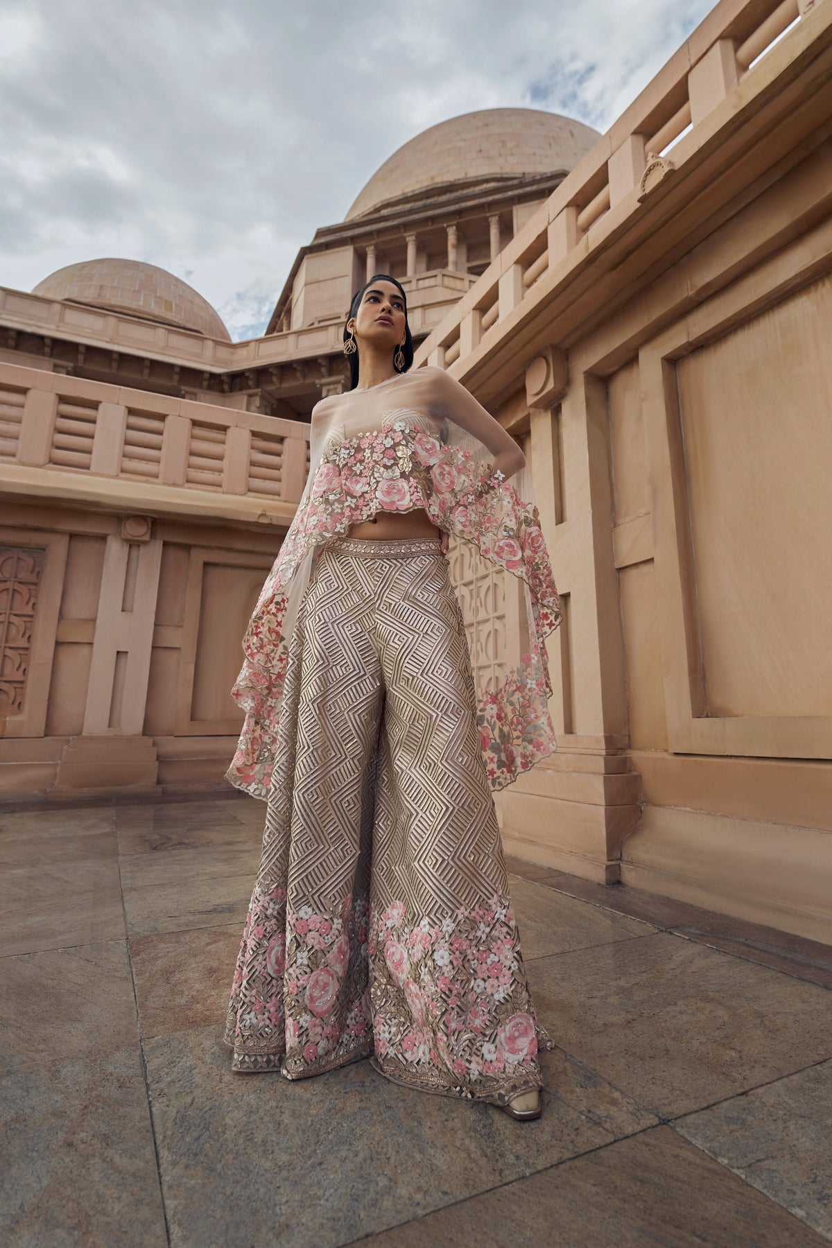 Zora Hand Embellished Cape Set