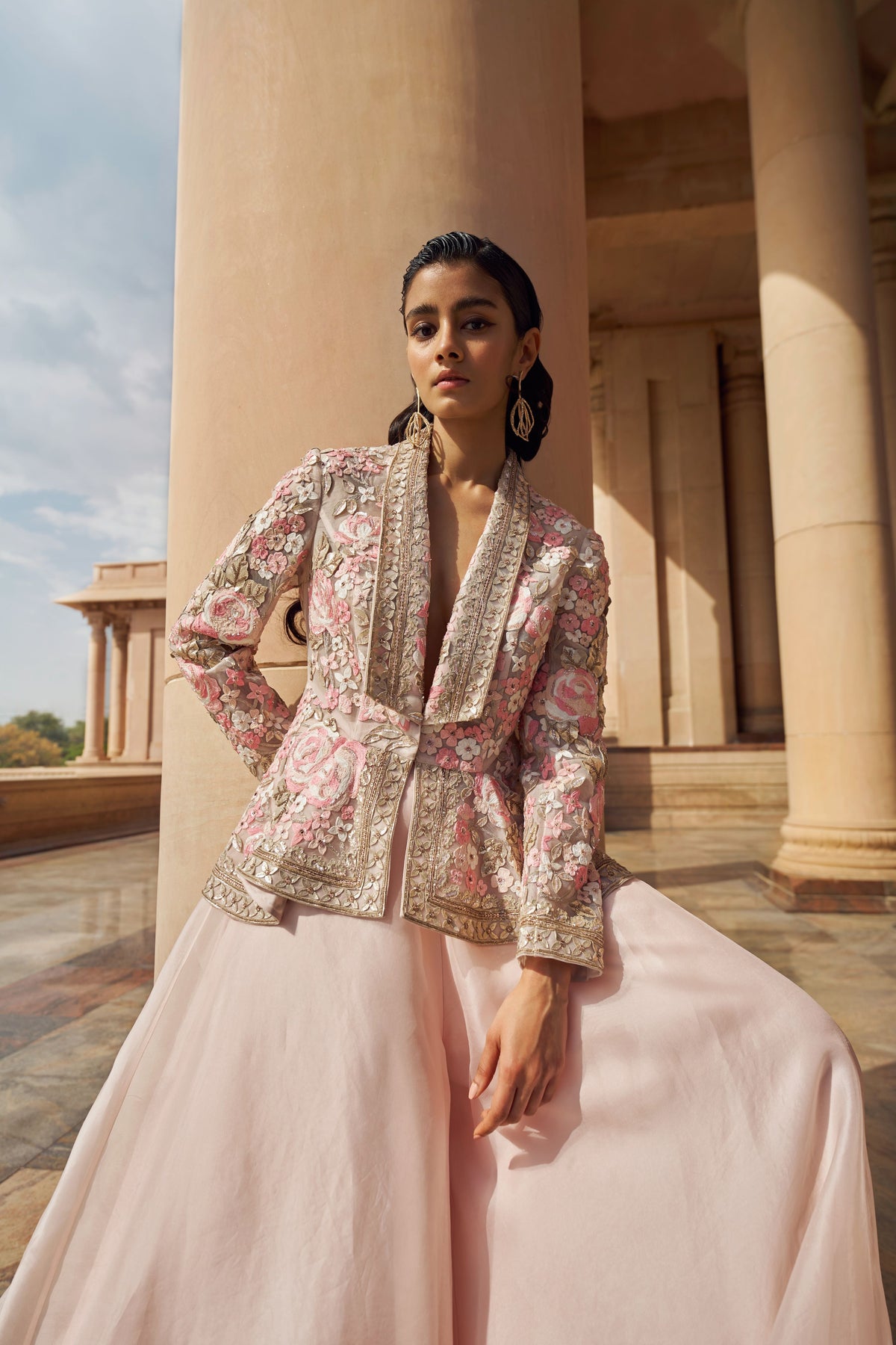 Zora Pink Nude Jacket Set