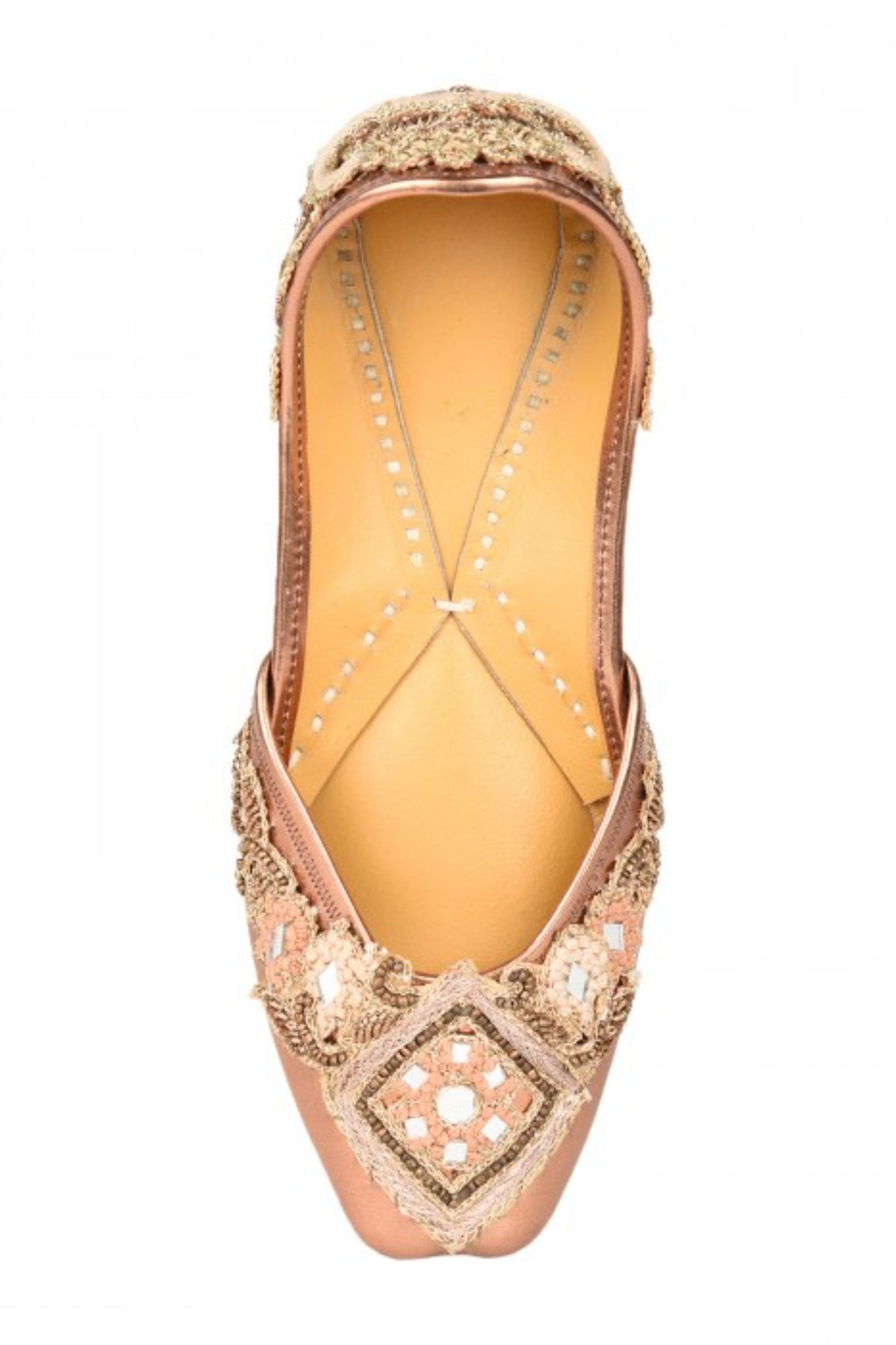 Mirror work jutti in copper