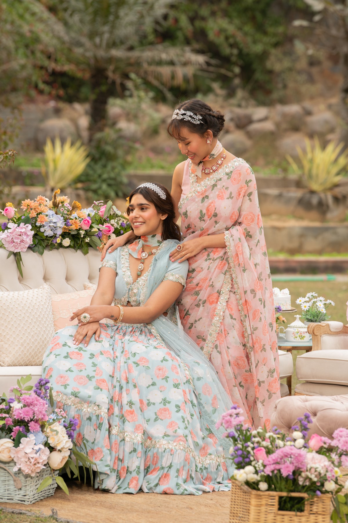 Blue Citrus Rose Lehenga