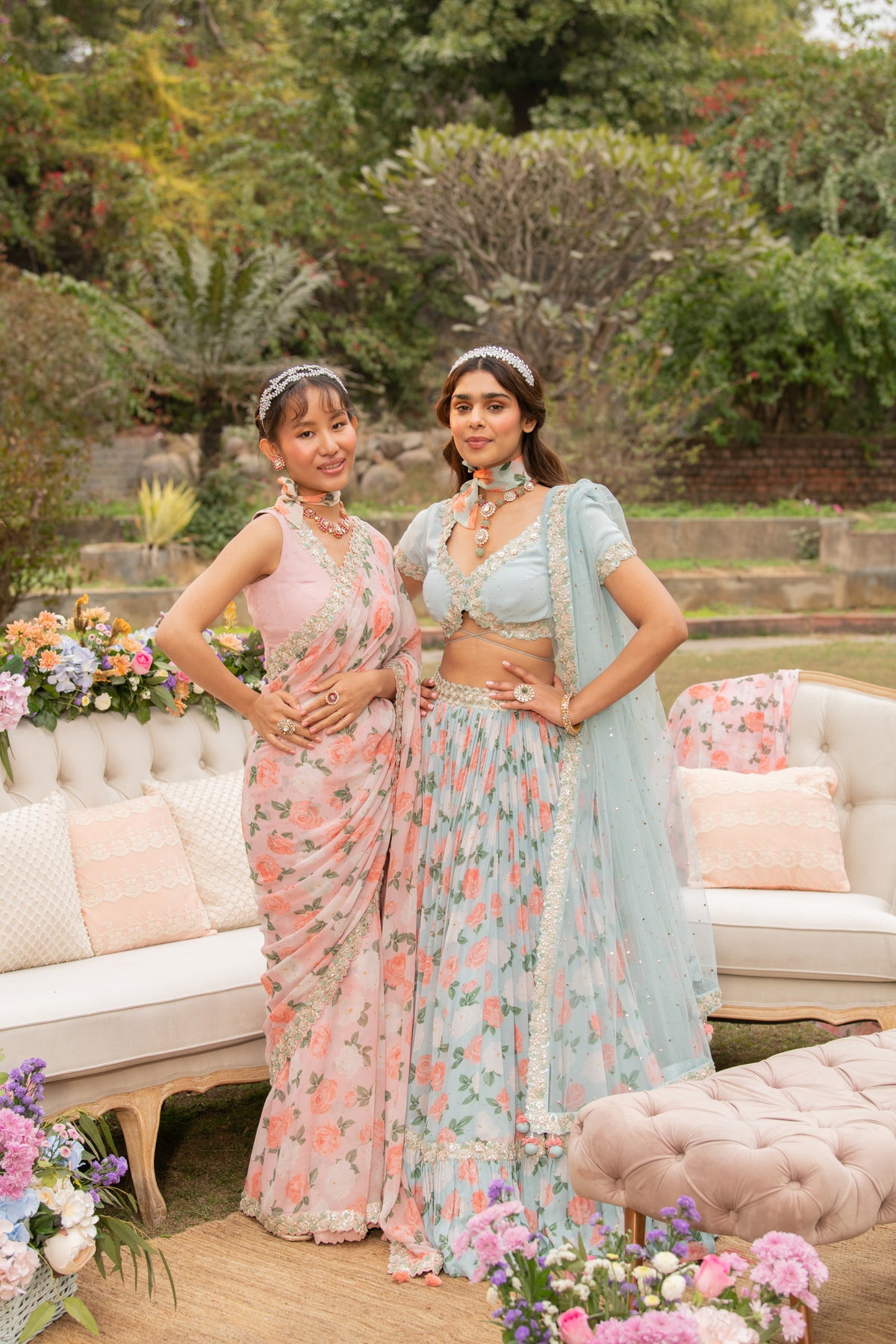 Blue Citrus Rose Lehenga