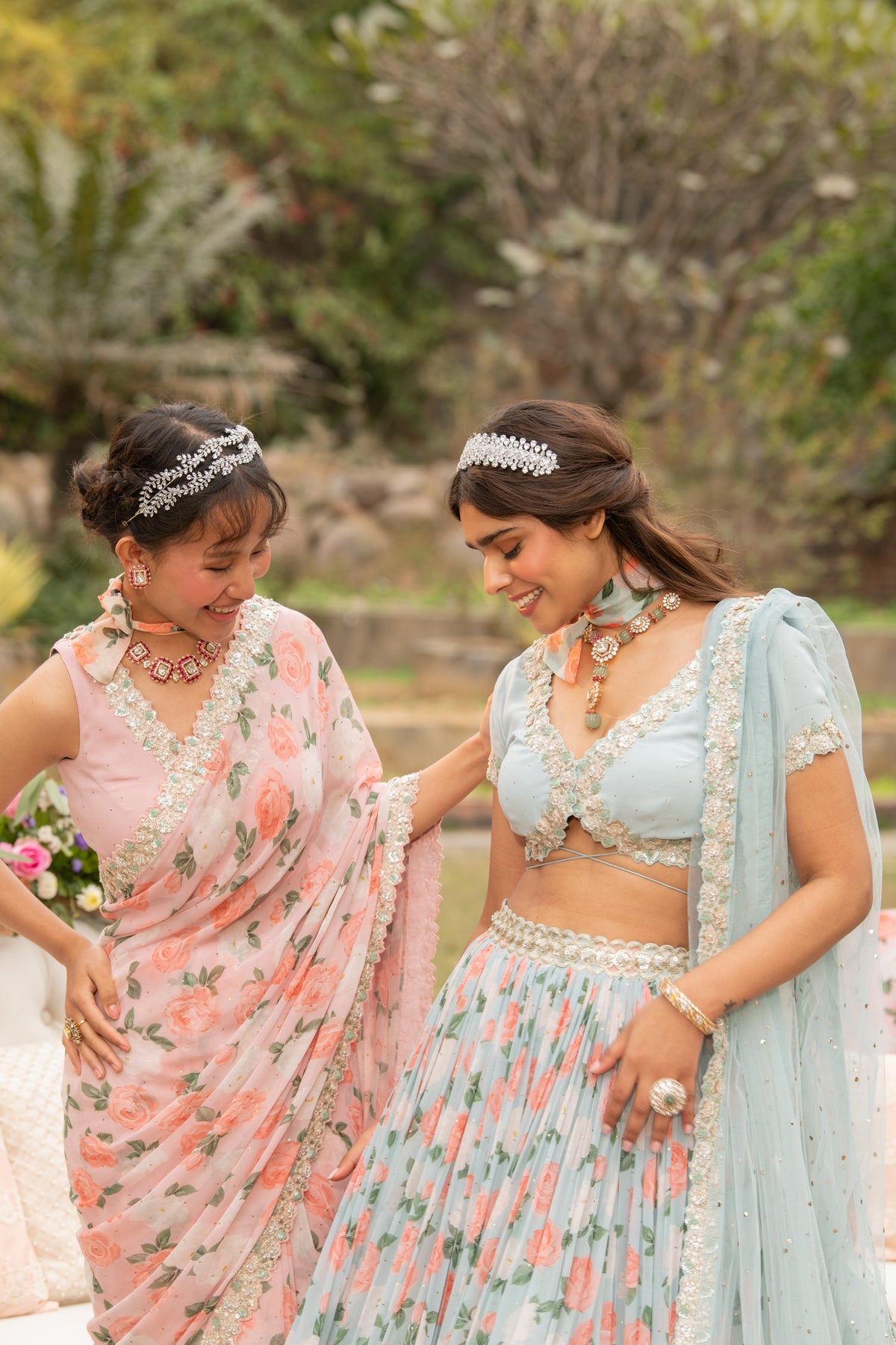 Blue Citrus Rose Lehenga