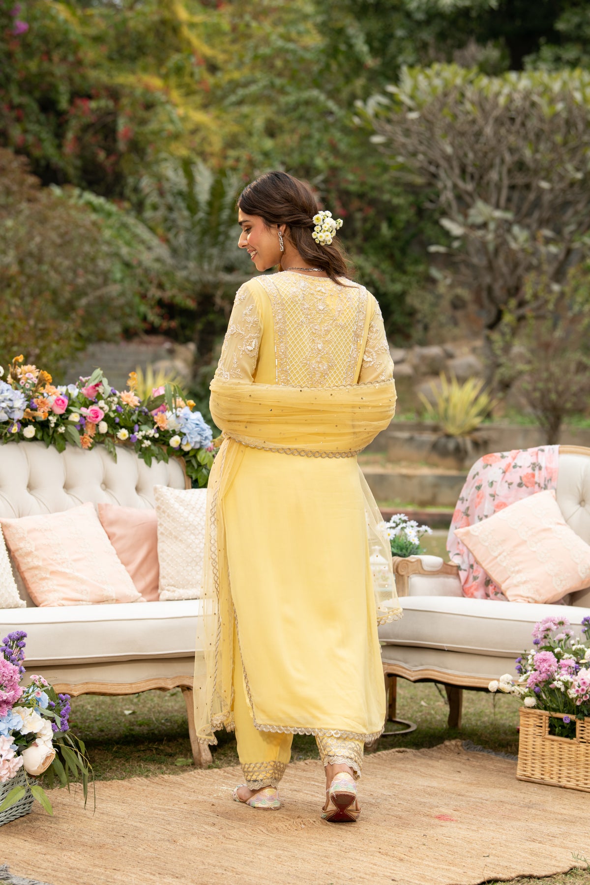 Yellow Uncut Rose Kurta Set