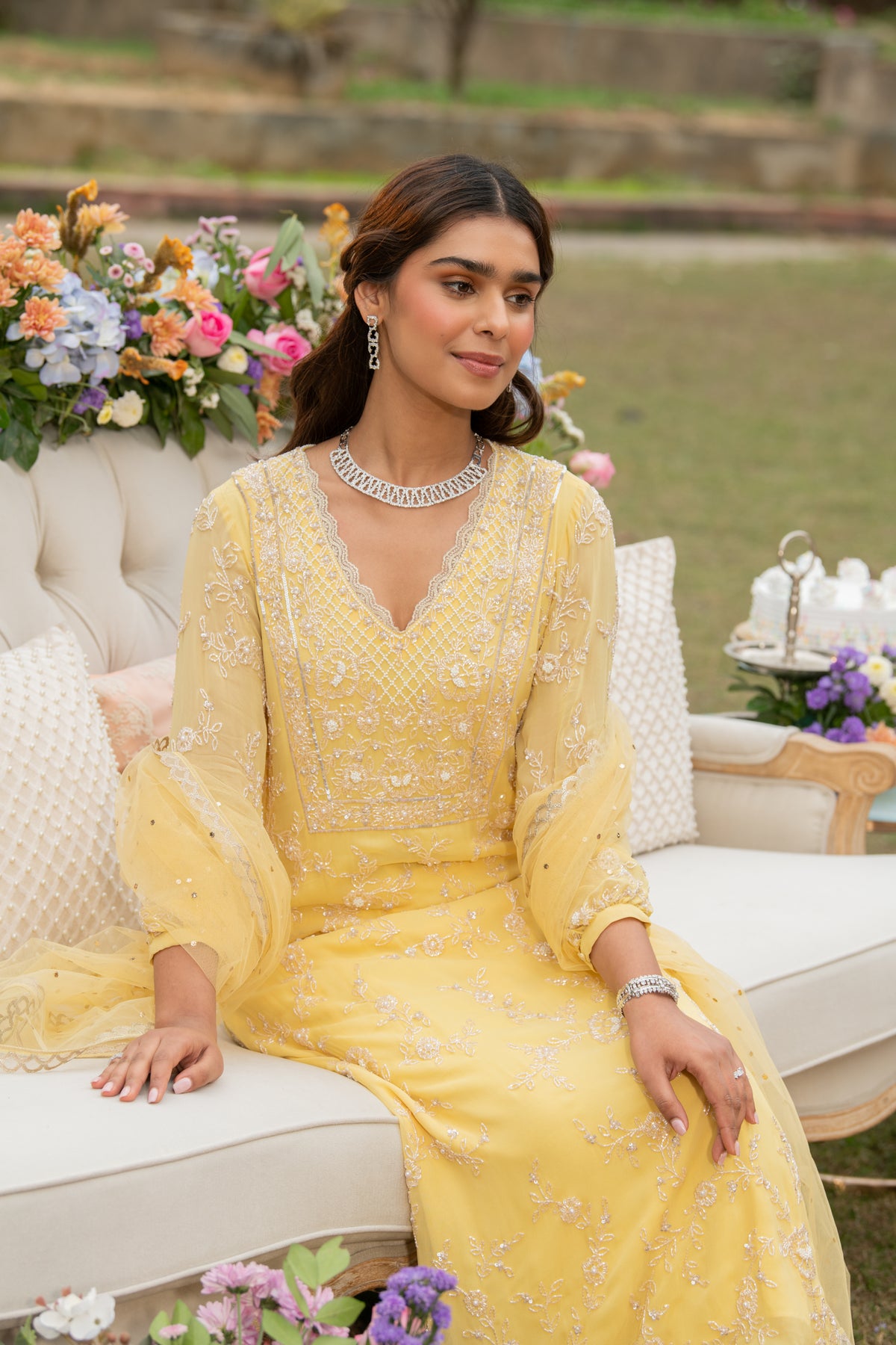 Yellow Uncut Rose Kurta Set