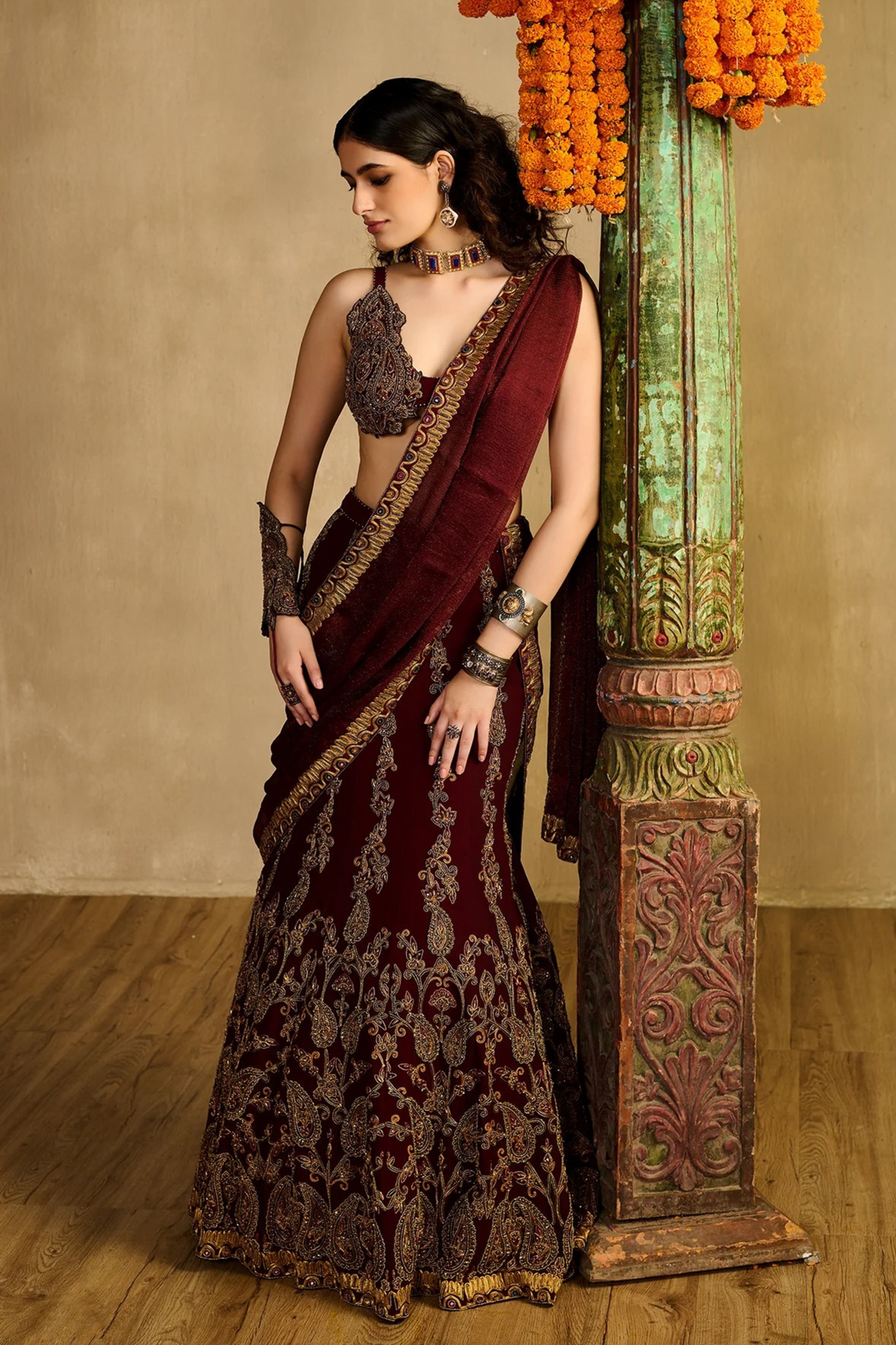 Miraaz Maroon Lehenga Set