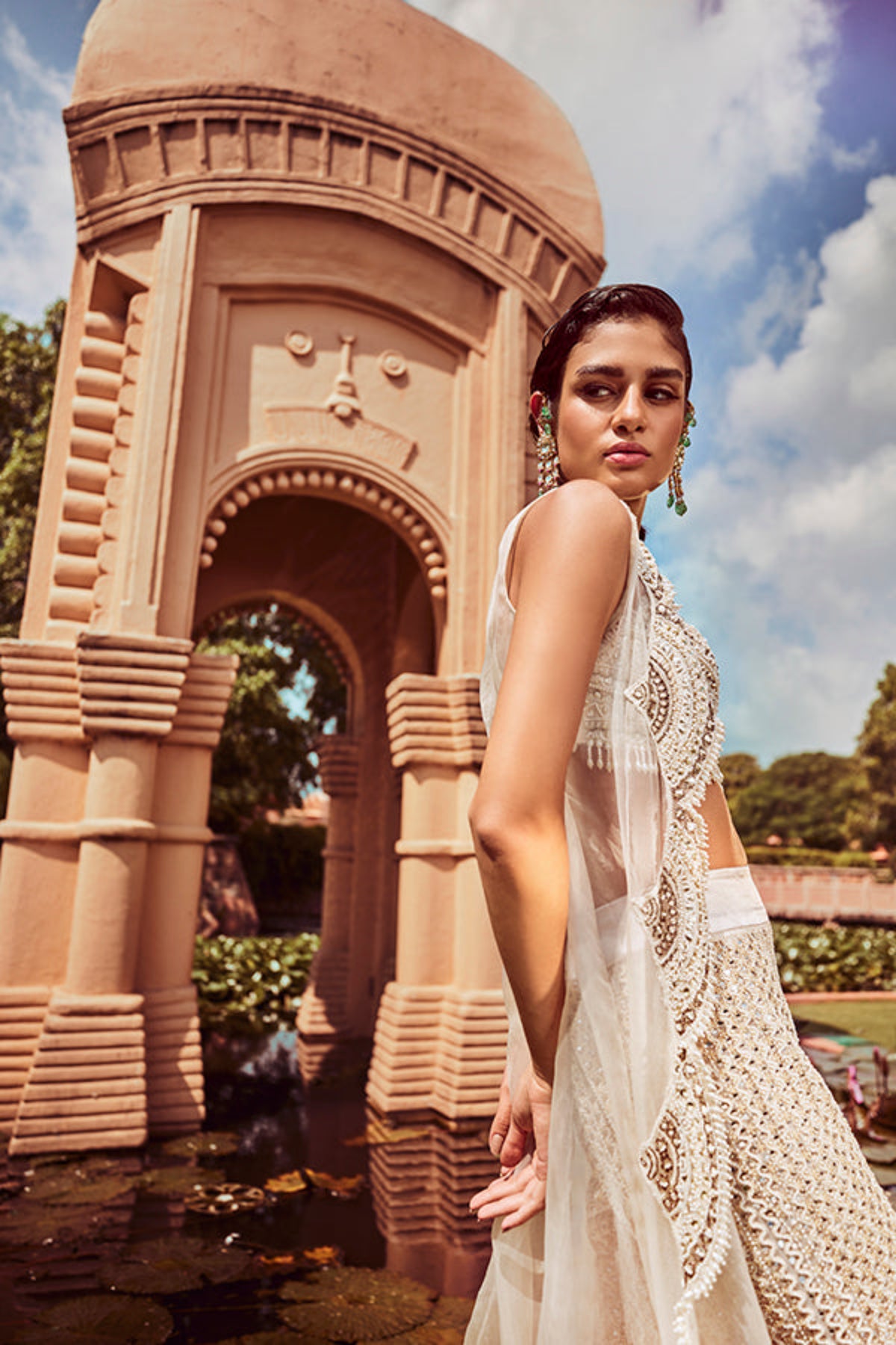 Retro Love Ivory Scallop Embellished Long Jacket Set