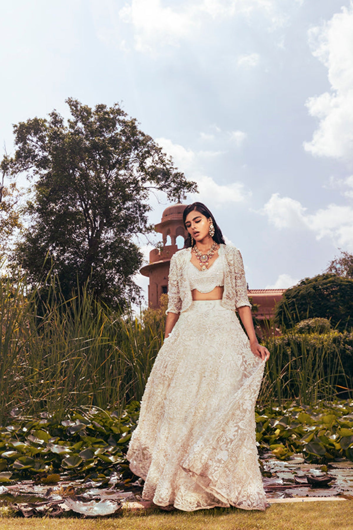 Retro Love Ivory 3d Floral Embellished Lehenga Set With Jacket