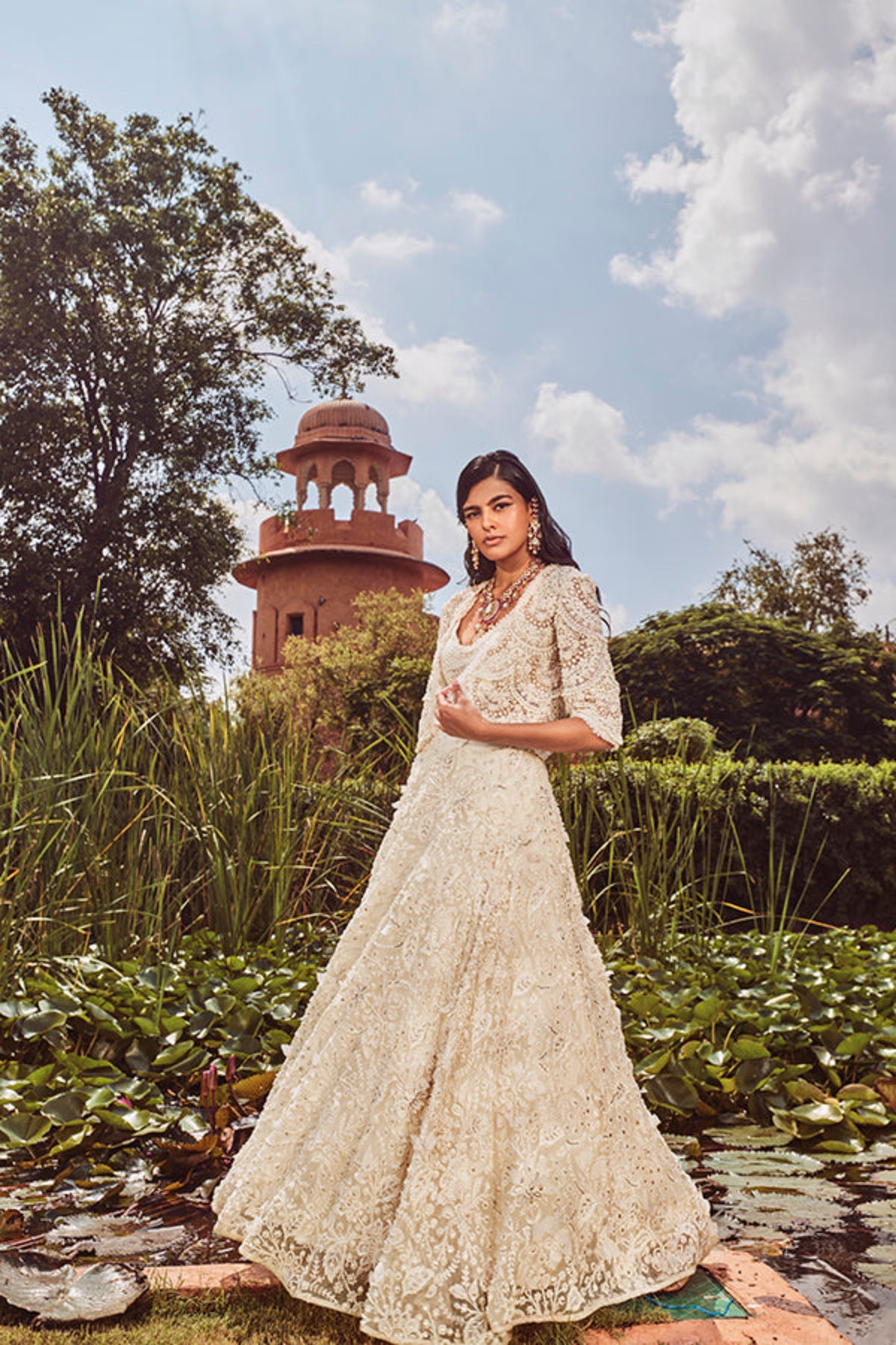 Retro Love Ivory 3d Floral Embellished Lehenga Set With Jacket