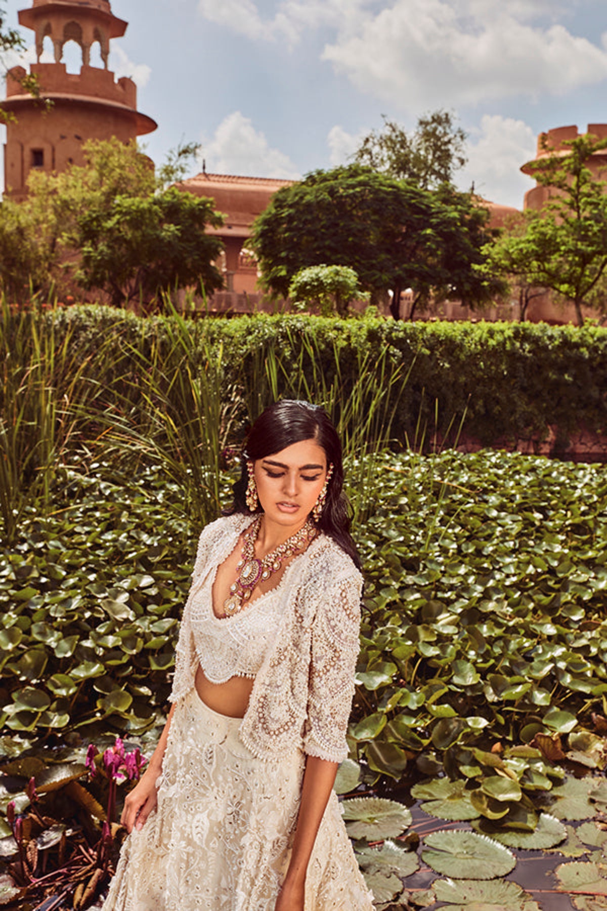 Retro Love Ivory 3d Floral Embellished Lehenga Set With Jacket