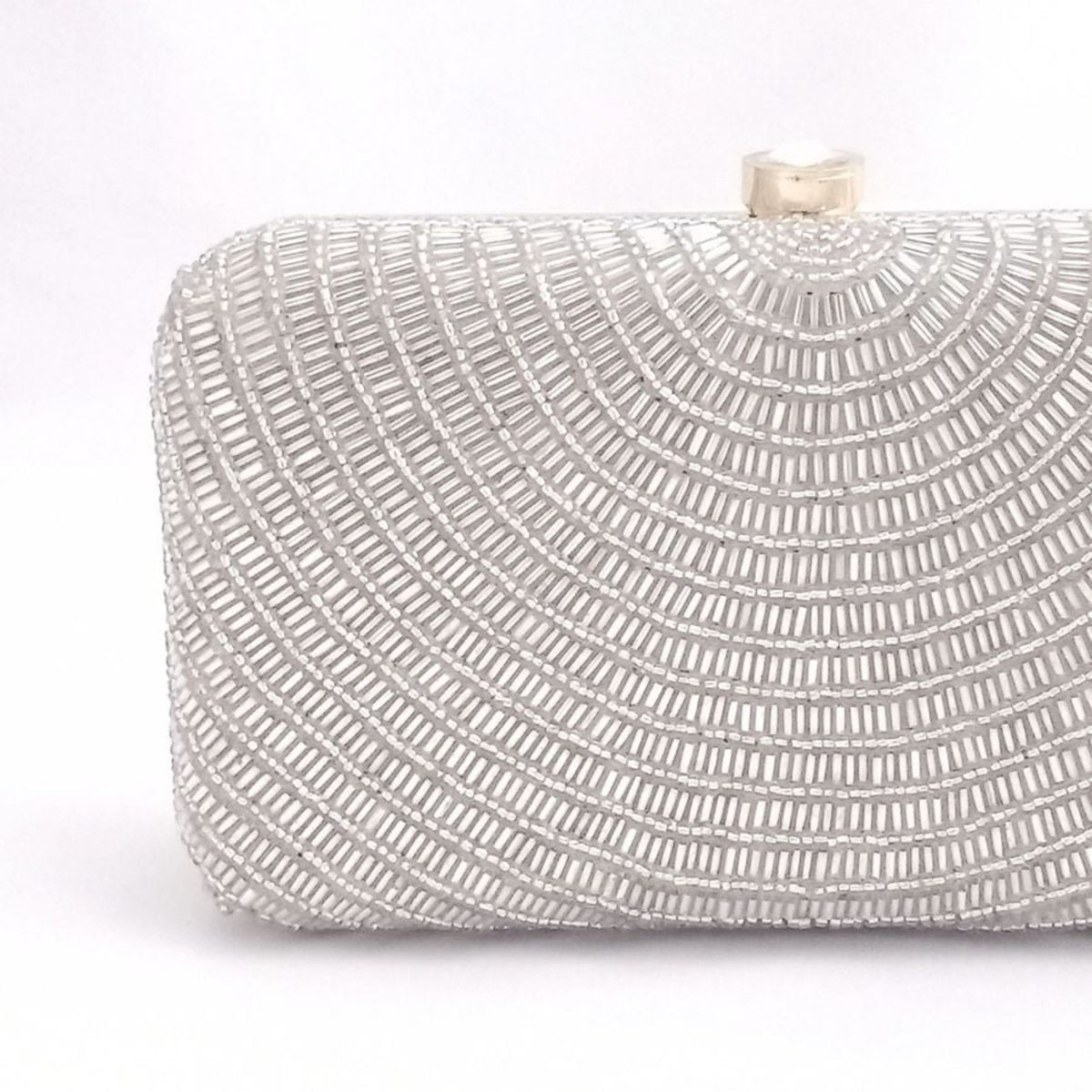 Silver cleopatra handembroidered clutch