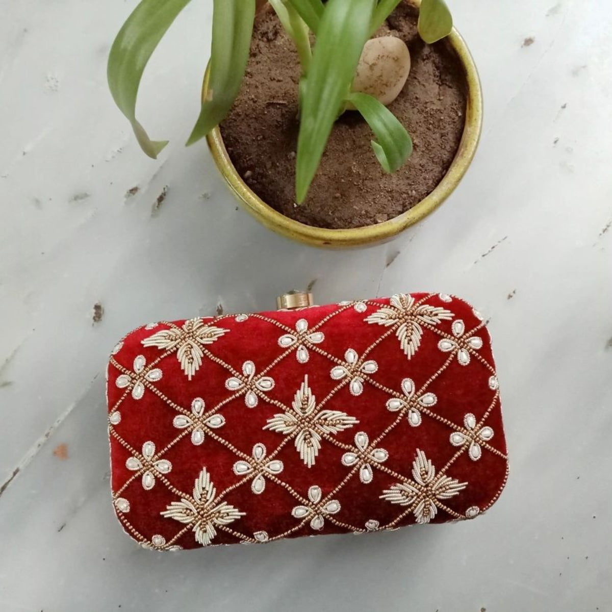 Maroon eternal velvet clutch