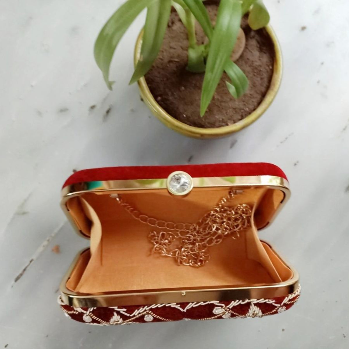 Maroon eternal velvet clutch