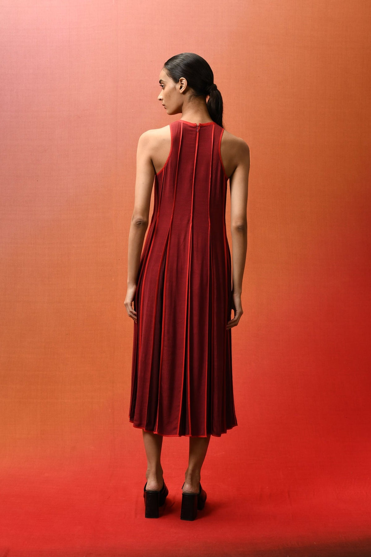 Halter Neck Dress With Pleats