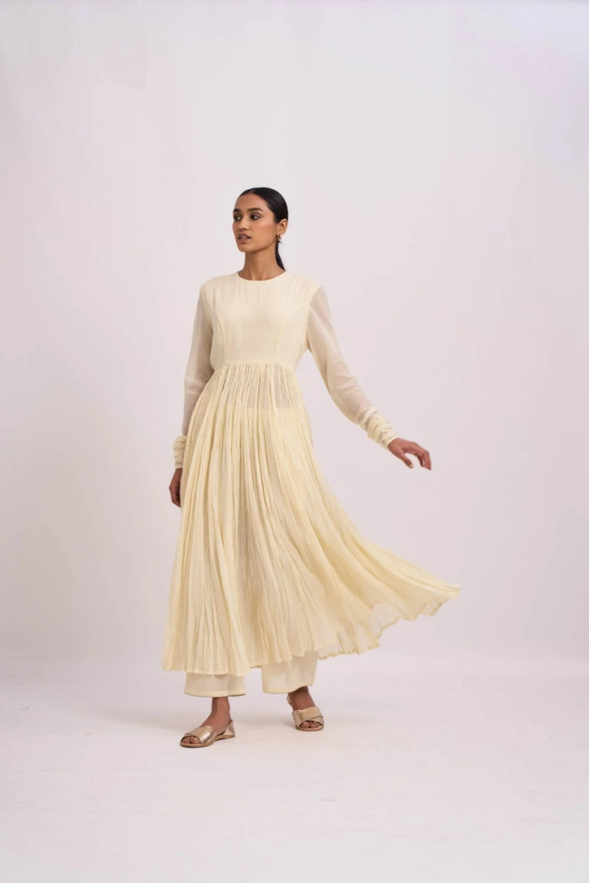 Ghoomar anarkali  set in ivory