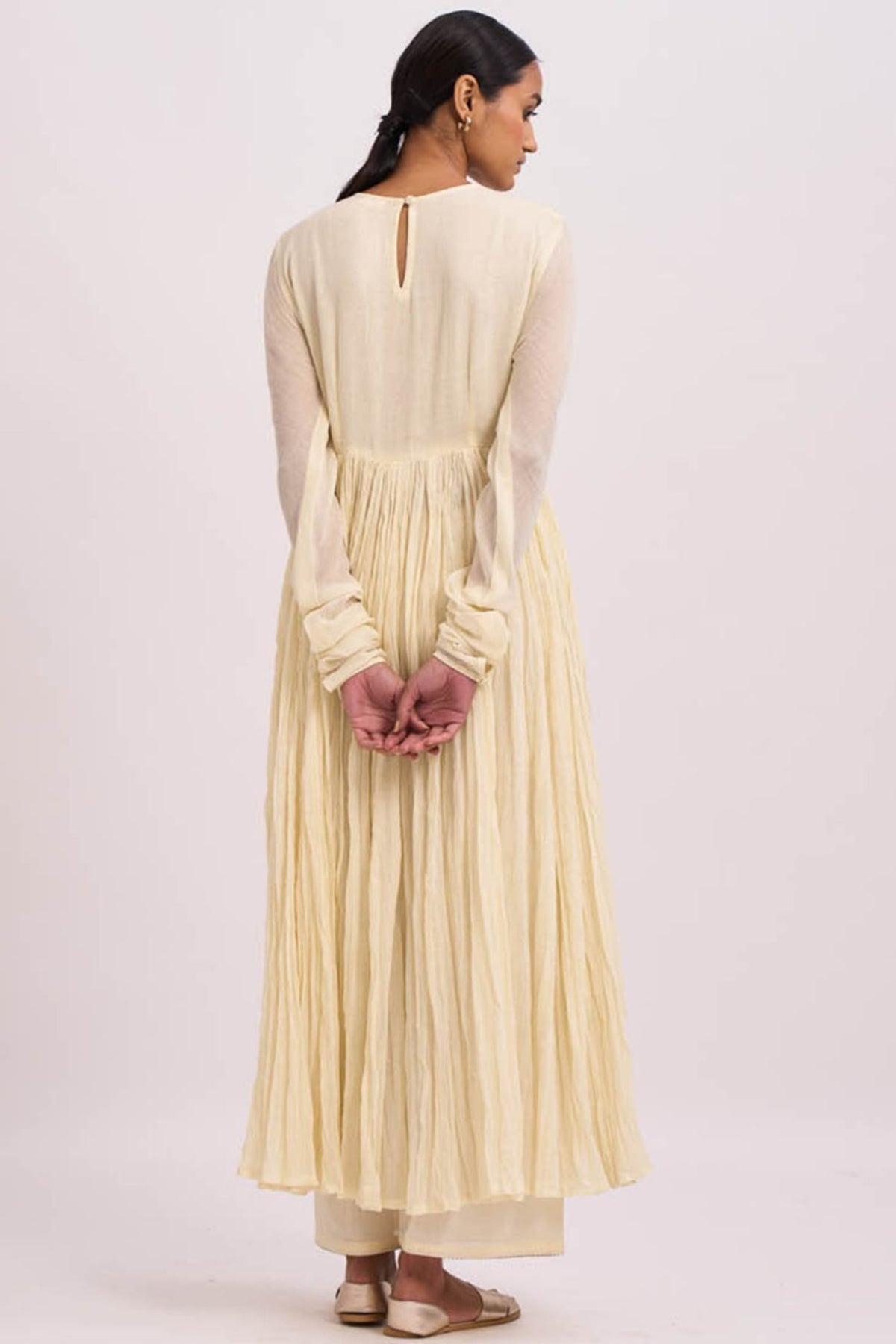 Ghoomar anarkali  set in ivory