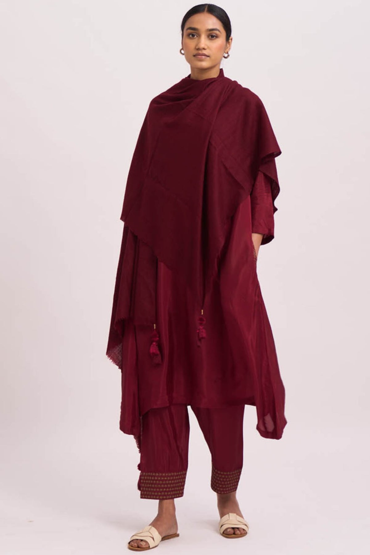 Dark red shawl