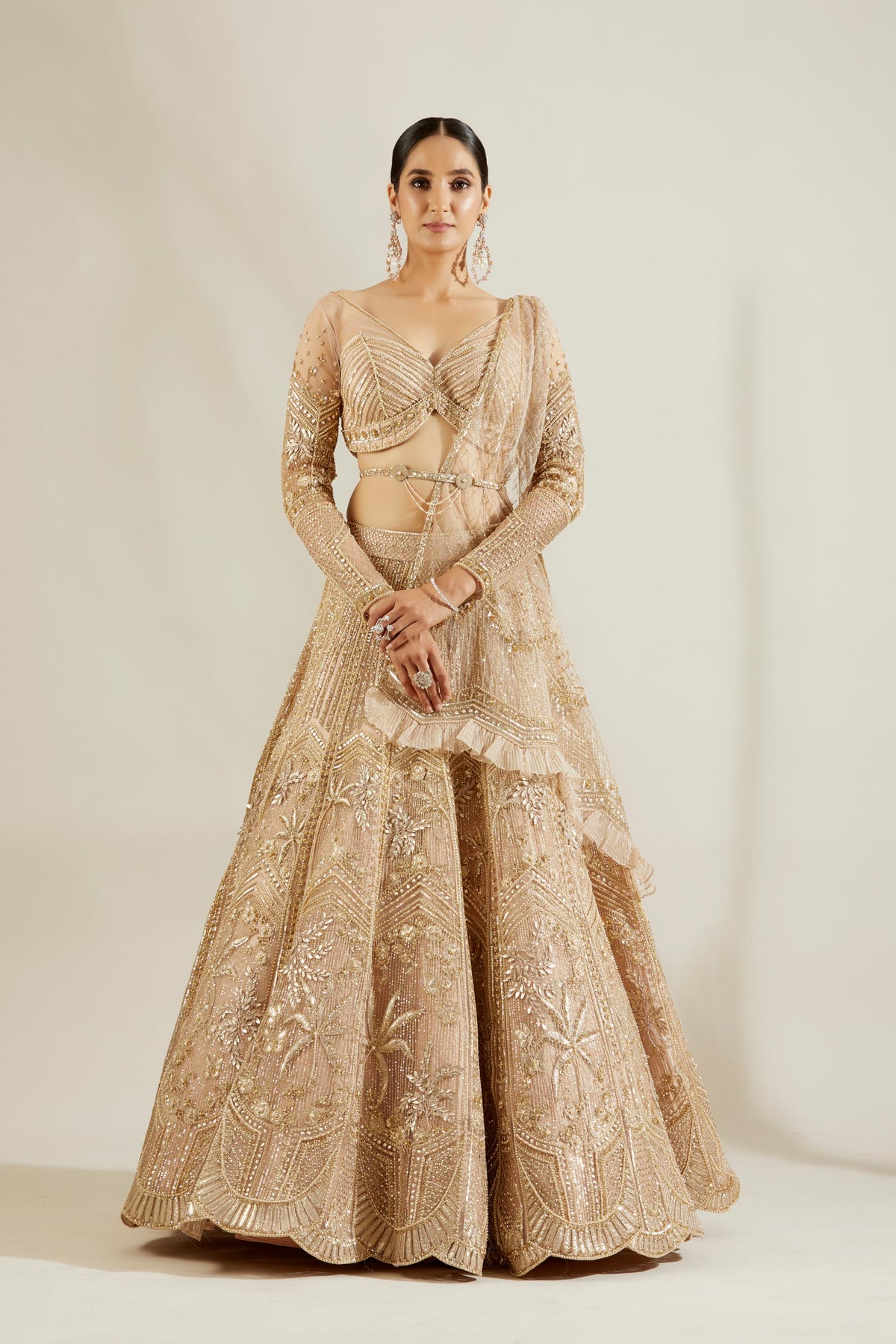 Golden tree lehenga