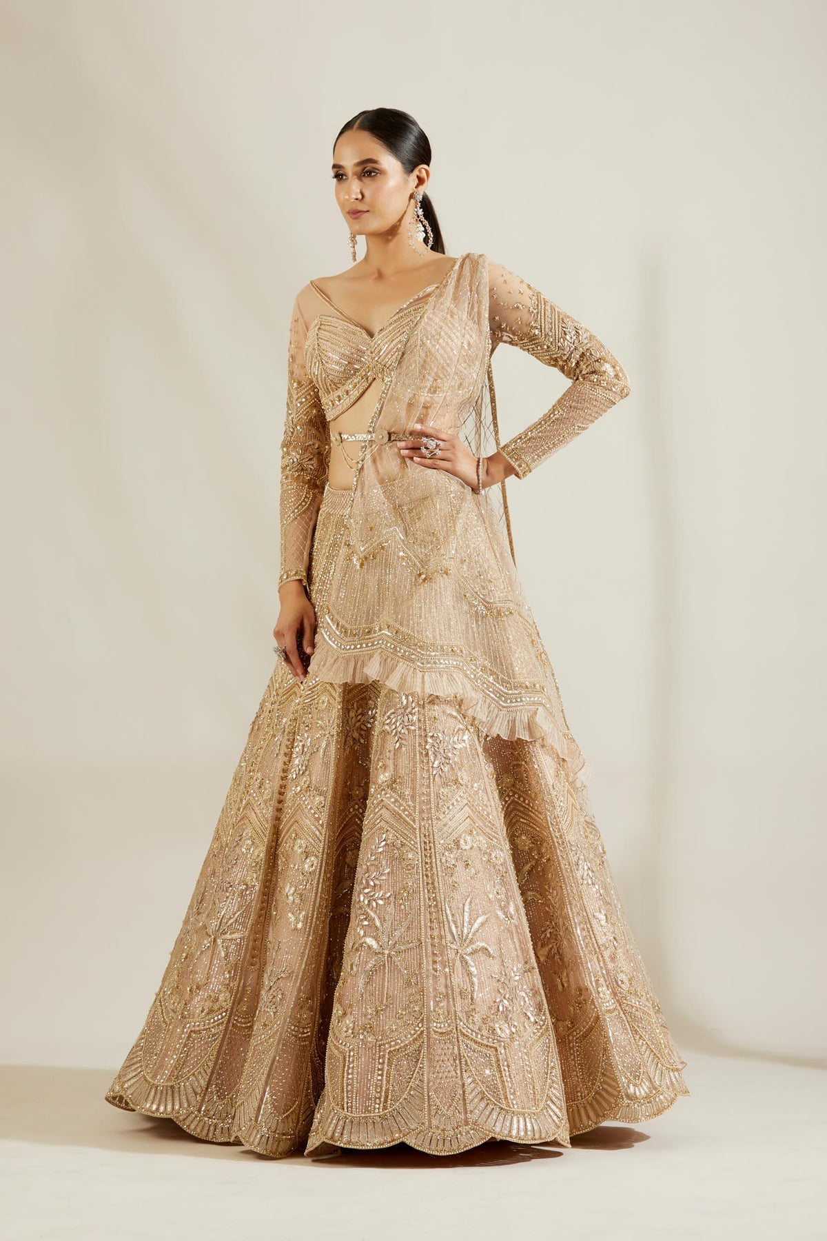 Golden tree lehenga