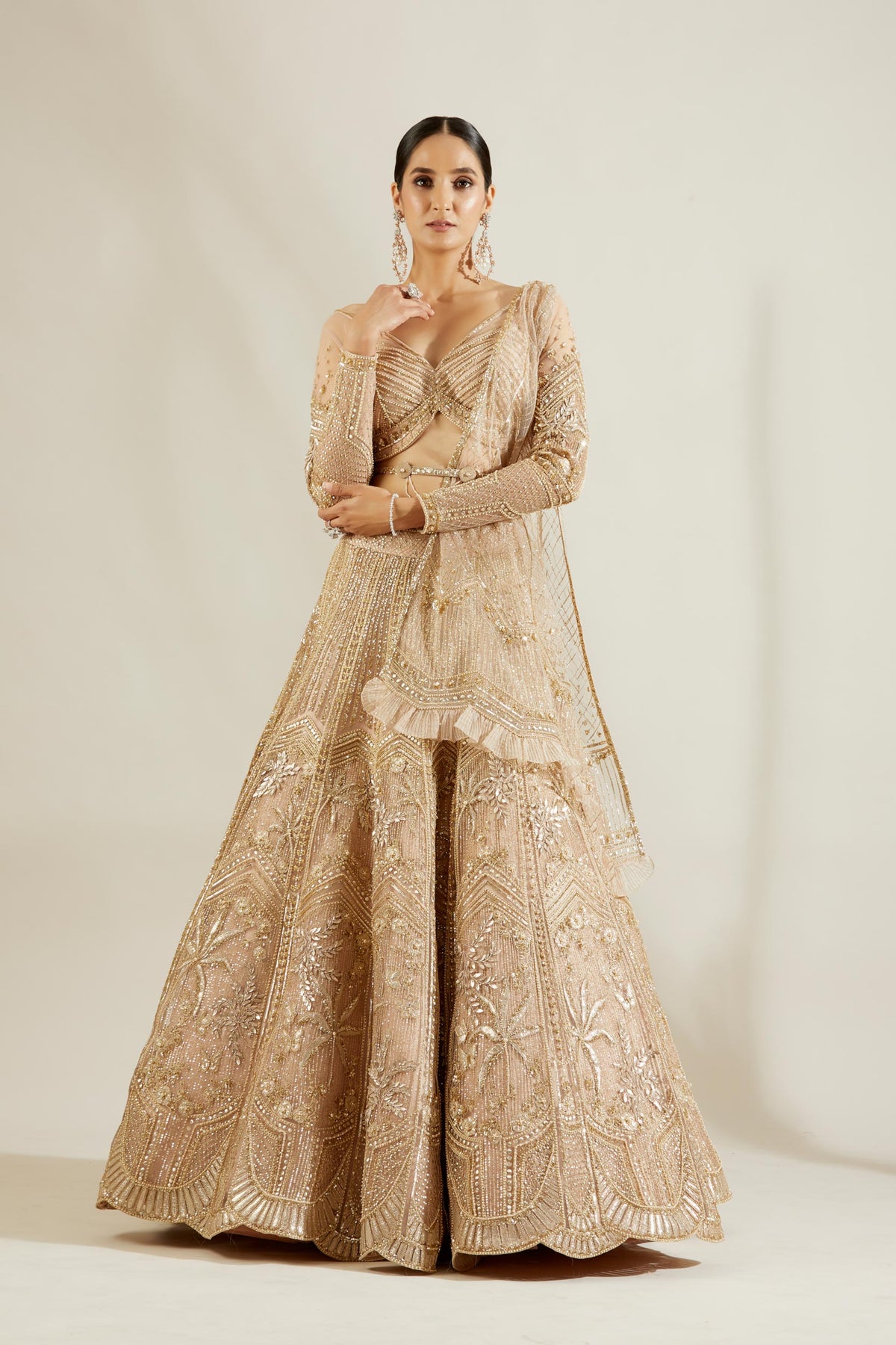 Golden tree lehenga