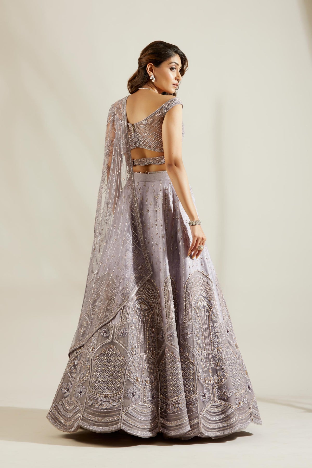Lilac inticate lehenga
