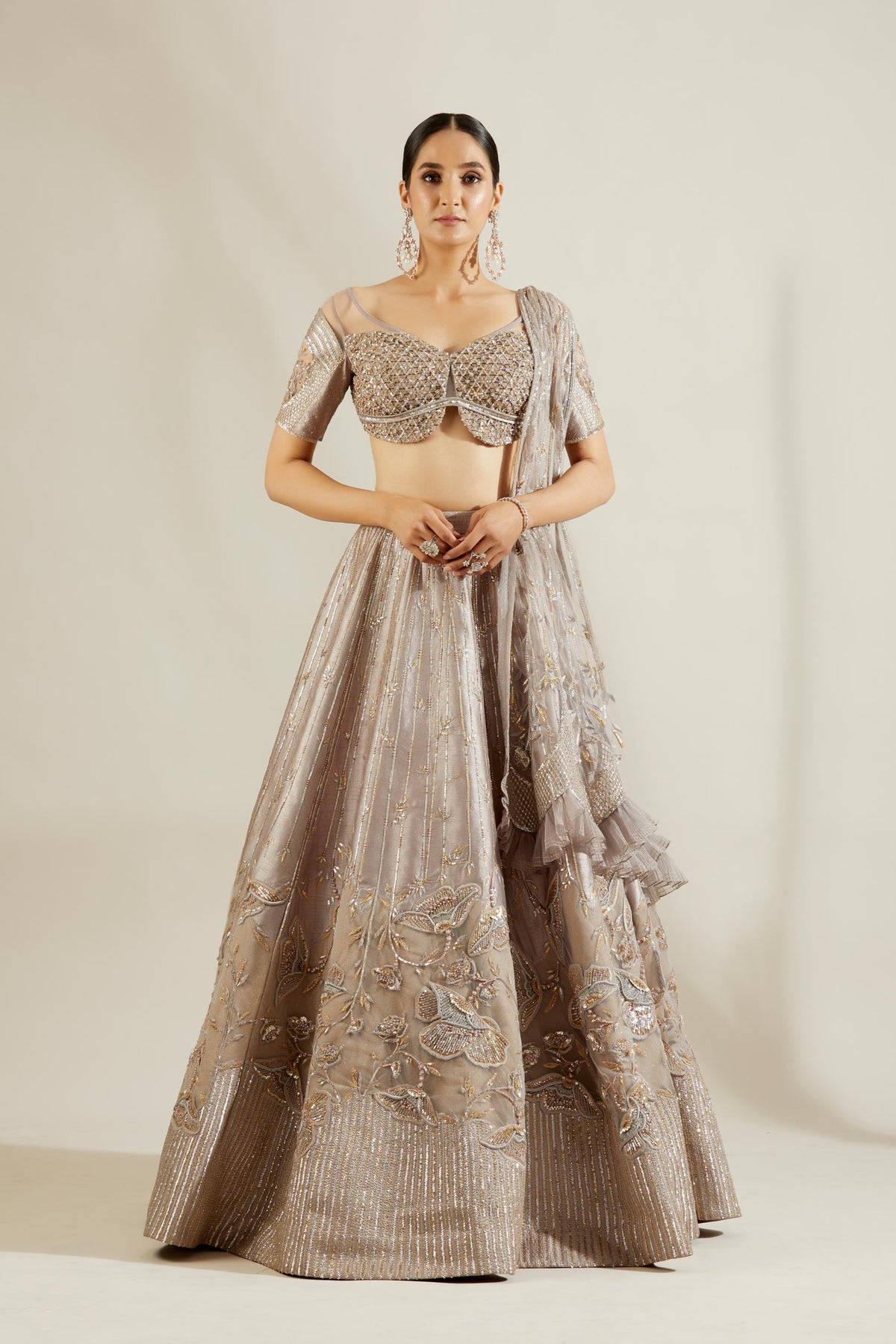 Abalone grey lehenga