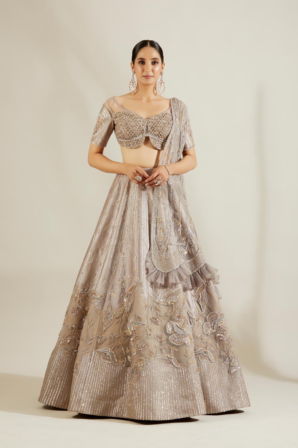 Abalone grey lehenga