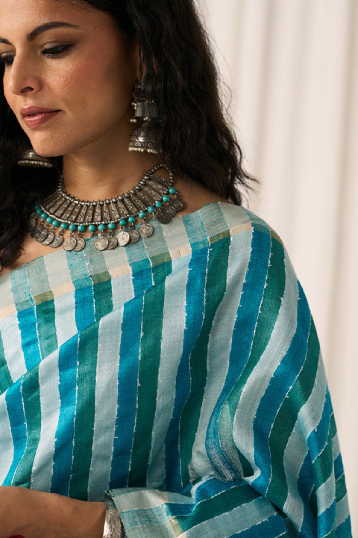 Turquoise Pankti  Saree